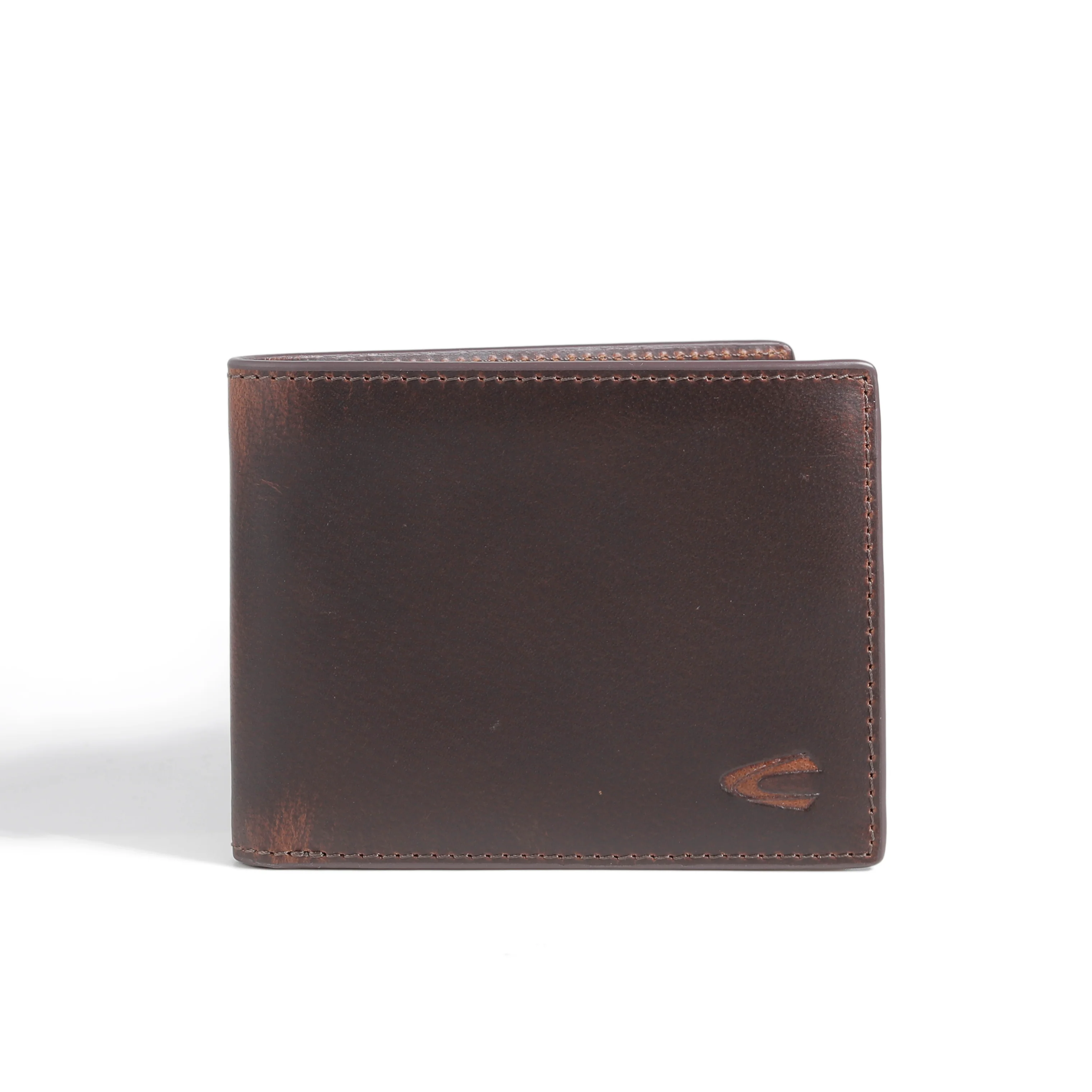 Genuine Leather Bi Fold Wallet 11 Card Compartments Waxy Pull Up Finished Dark Brown UBF4814WX4#DBN - Image 2