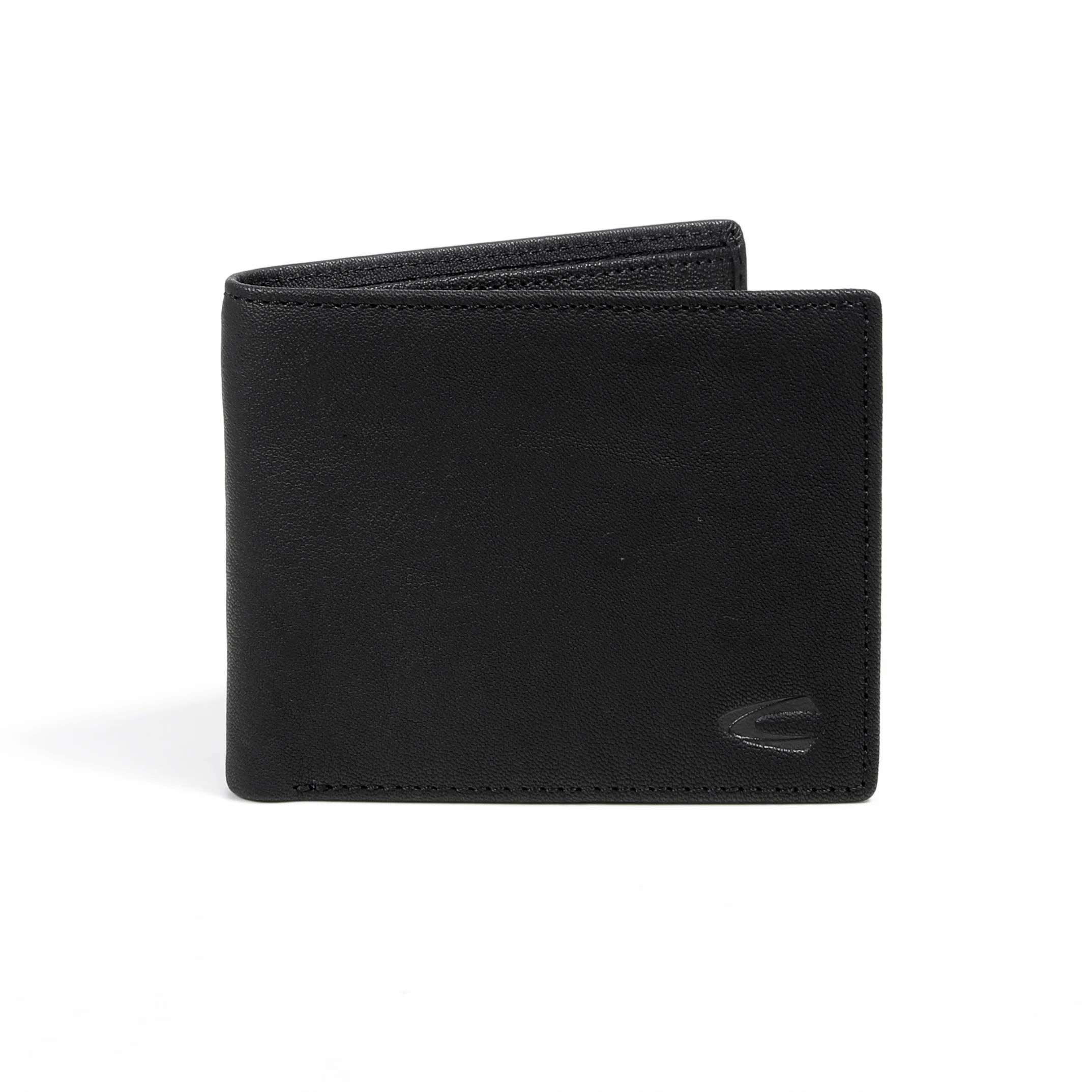 Genuine Leather Bi Fold Wallet 13 Card Compartments Grainy Finished Black