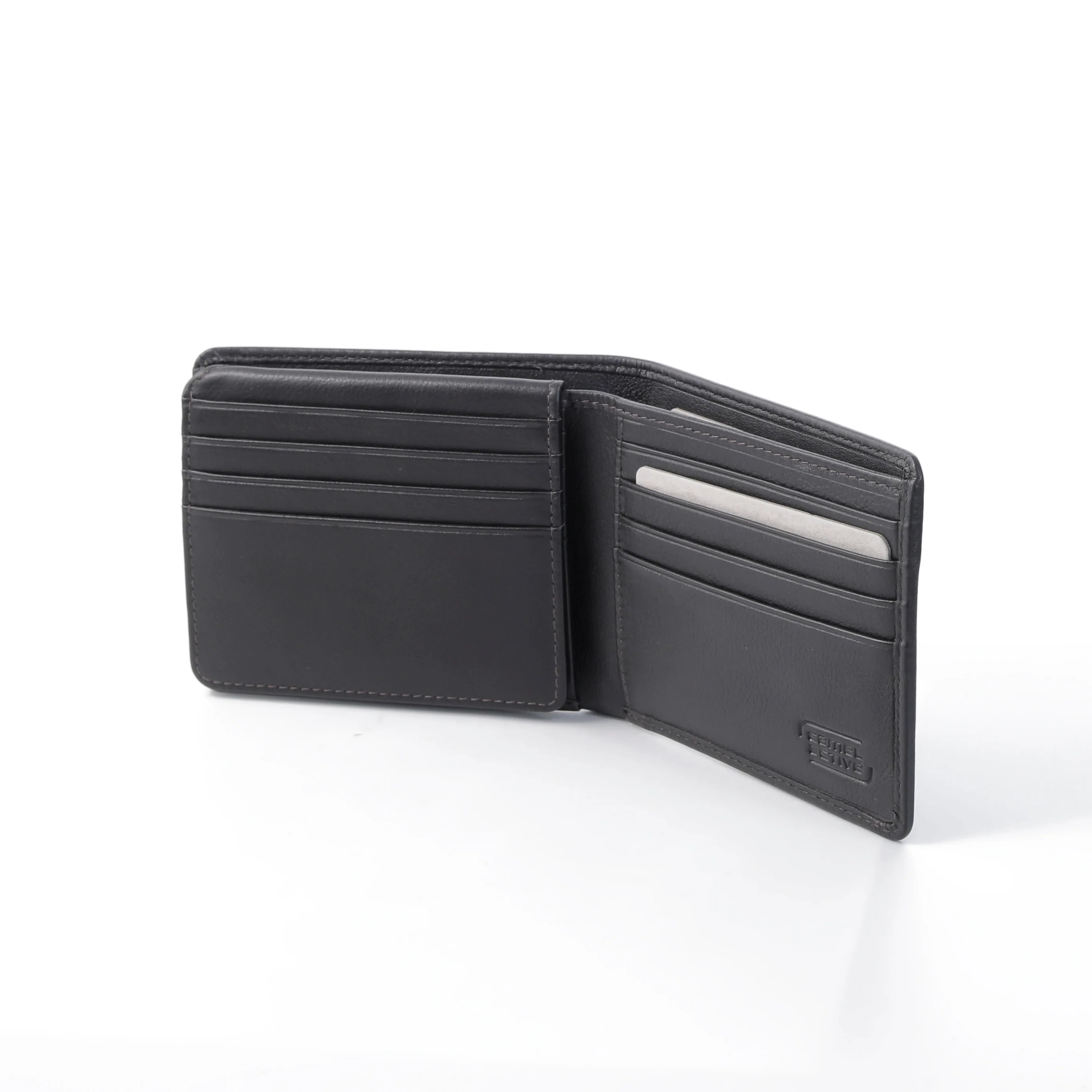 Genuine Leather Bi Fold Wallet 14 Card Compartments Nappa Finished Brown UBF3B31WCN3#BRN - Image 3