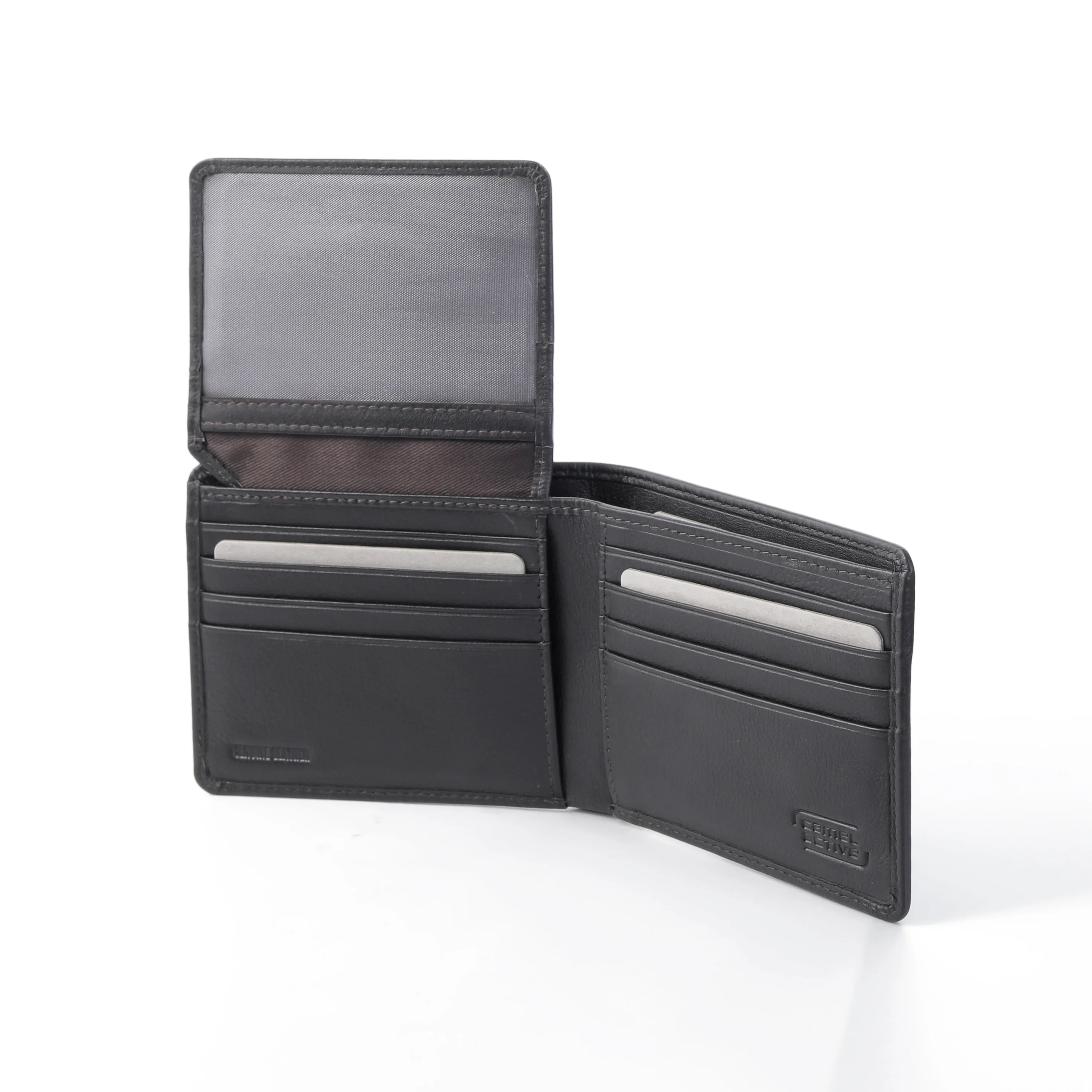 Genuine Leather Bi Fold Wallet 14 Card Compartments Nappa Finished Brown UBF3B31WCN3#BRN - Image 4