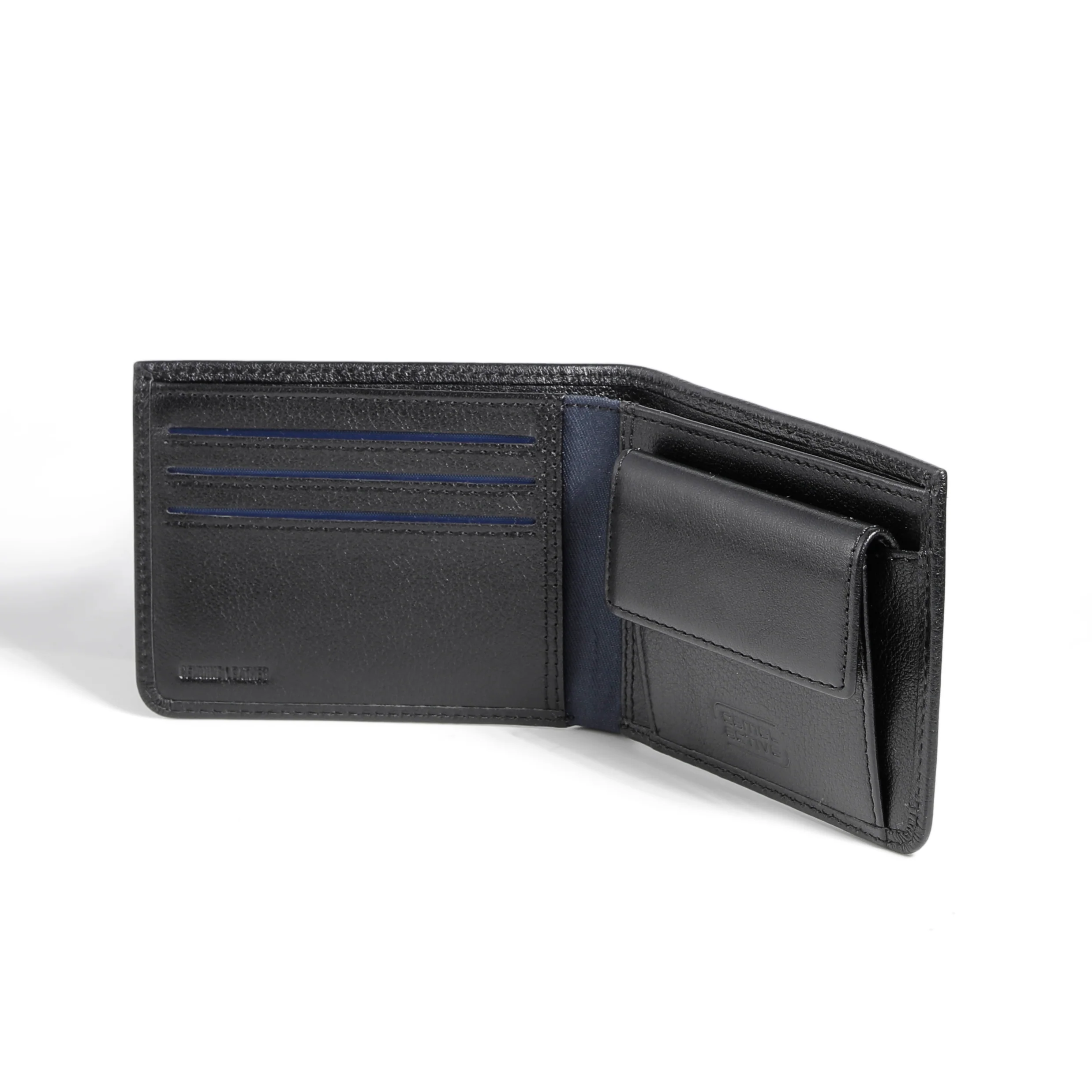 Genuine Leather Bi Fold Wallet 3 Card Compartments Milled Grainy Finished Black SCW4809WM4#BLK - Image 4
