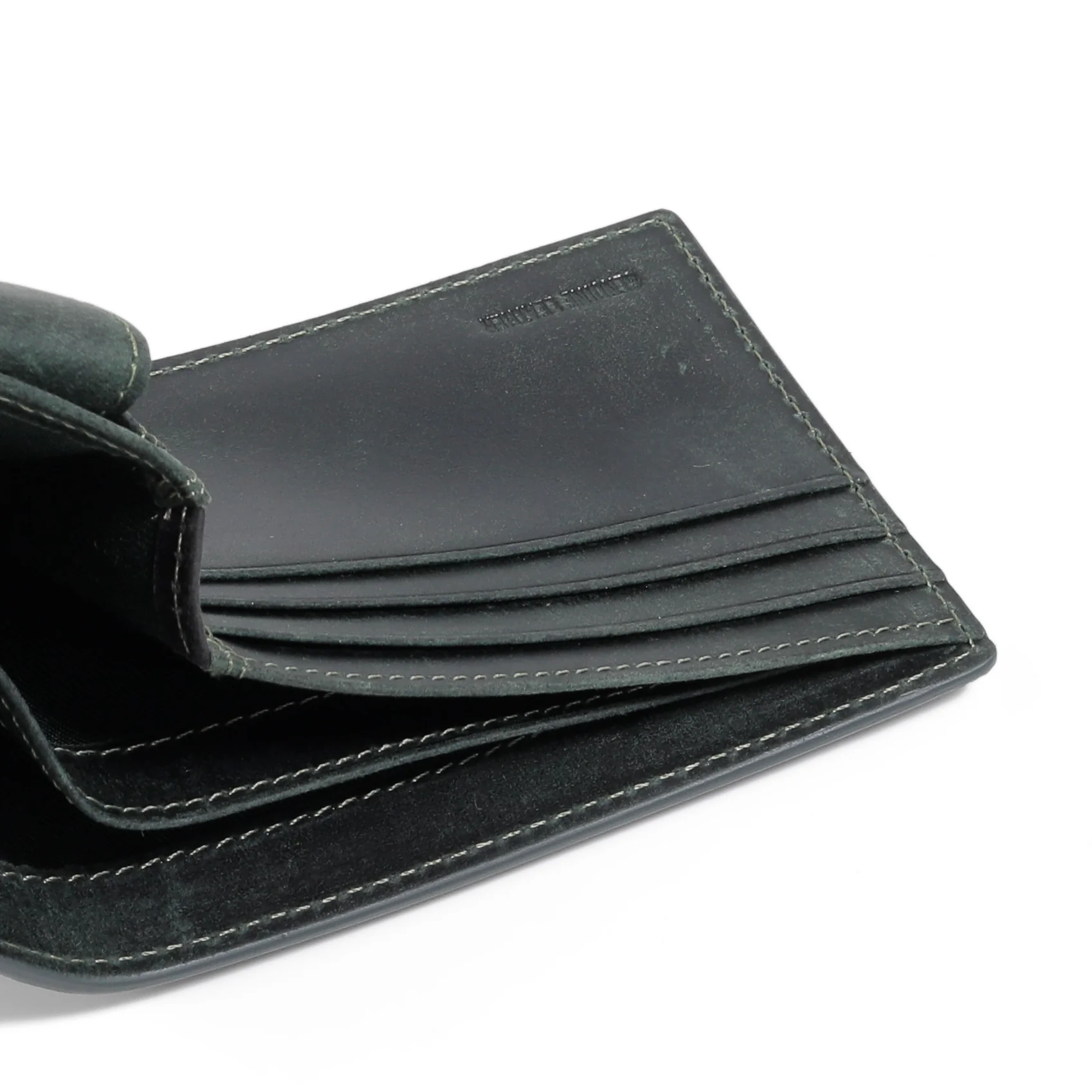 Genuine Leather Bi Fold Wallet 3 Card Compartments Waxy Finished Black SCW4617WX4#BLK - Image 6