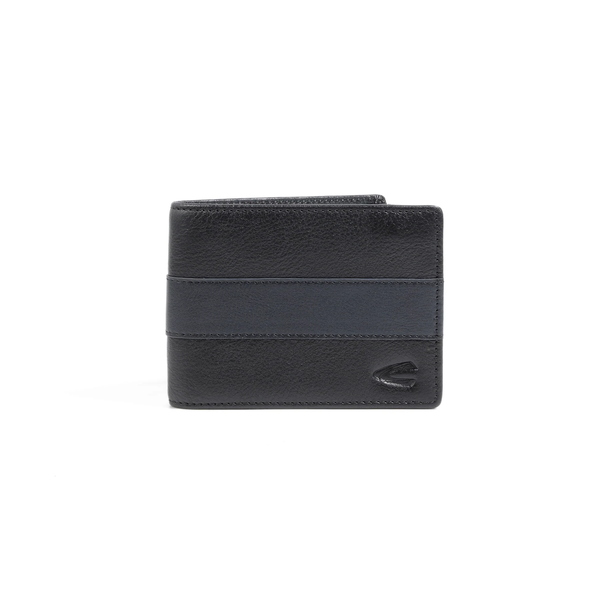 Genuine Leather Bi Fold Wallet 4 Card Compartments Grainy Finished Black ESW4629GO4#BLK