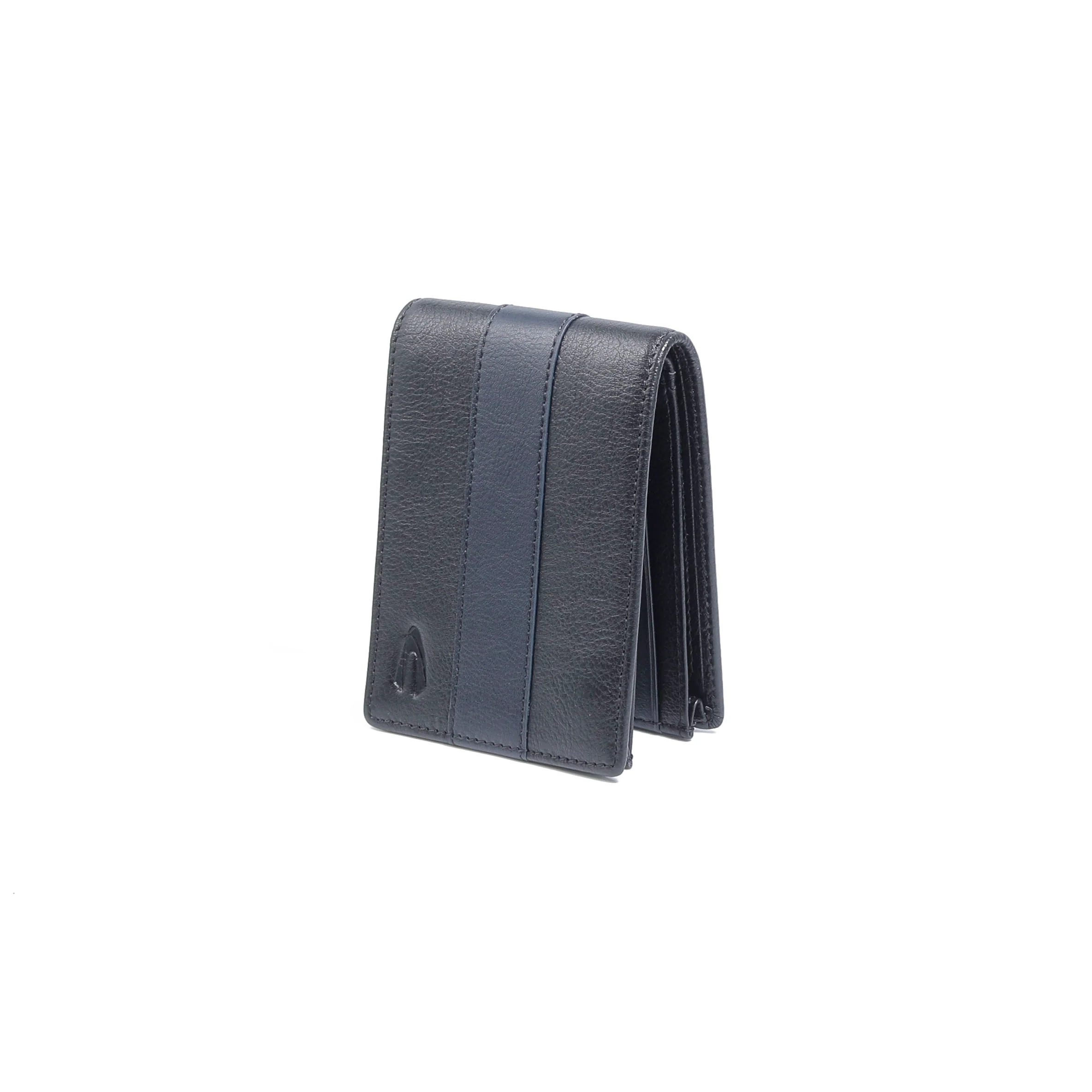 Genuine Leather Bi Fold Wallet 4 Card Compartments Grainy Finished Black ESW4629GO4#BLK - Image 4