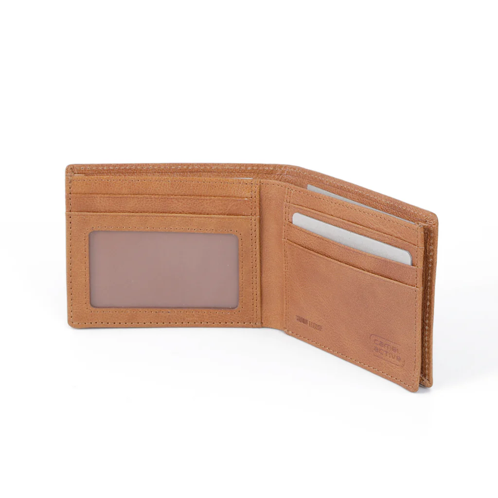 Genuine Leather Bi Fold Wallet 6 Card Compartments Milled Finished Brown ESW3603MG3#BRN - Image 3