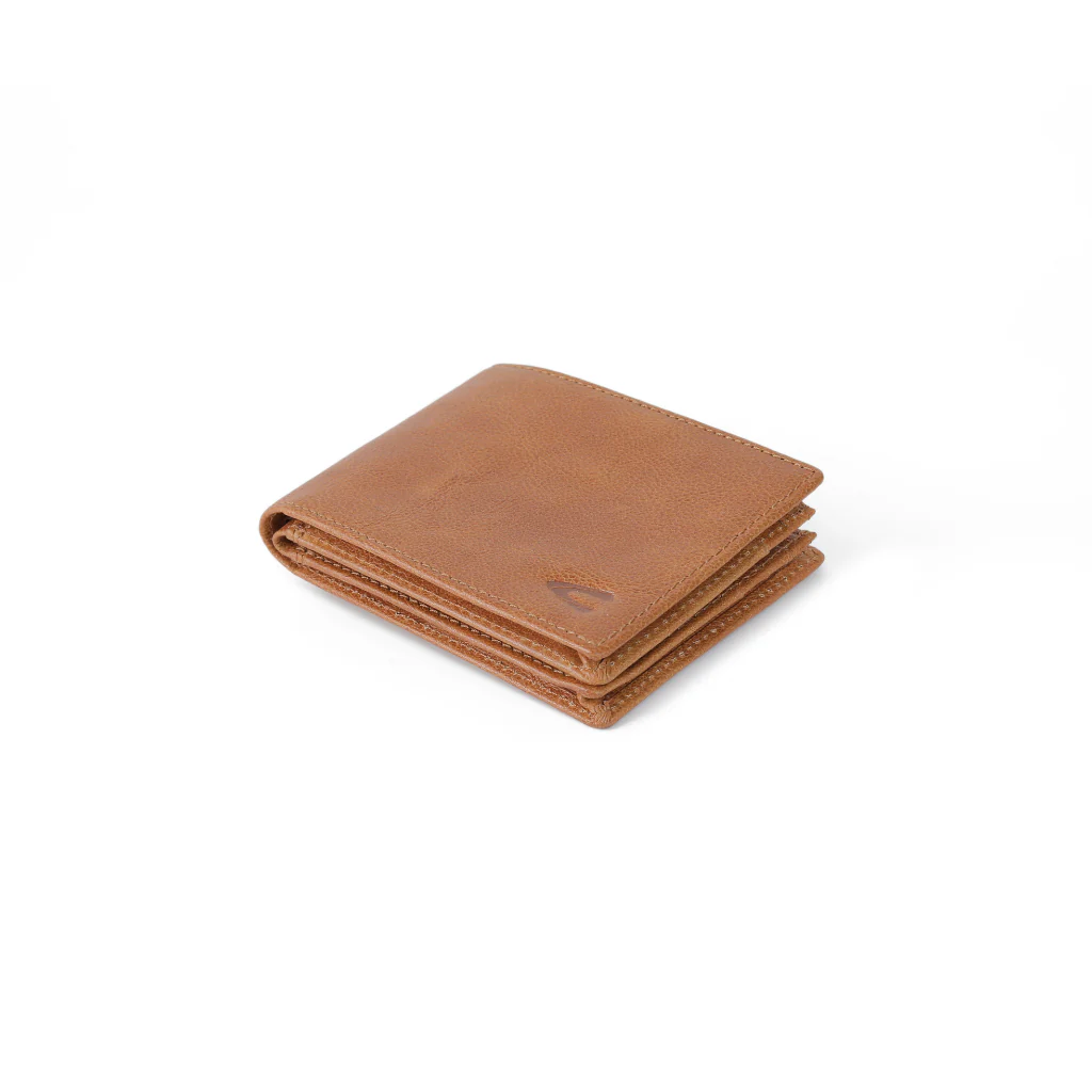Genuine Leather Bi Fold Wallet 6 Card Compartments Milled Finished Brown ESW3603MG3#BRN - Image 5