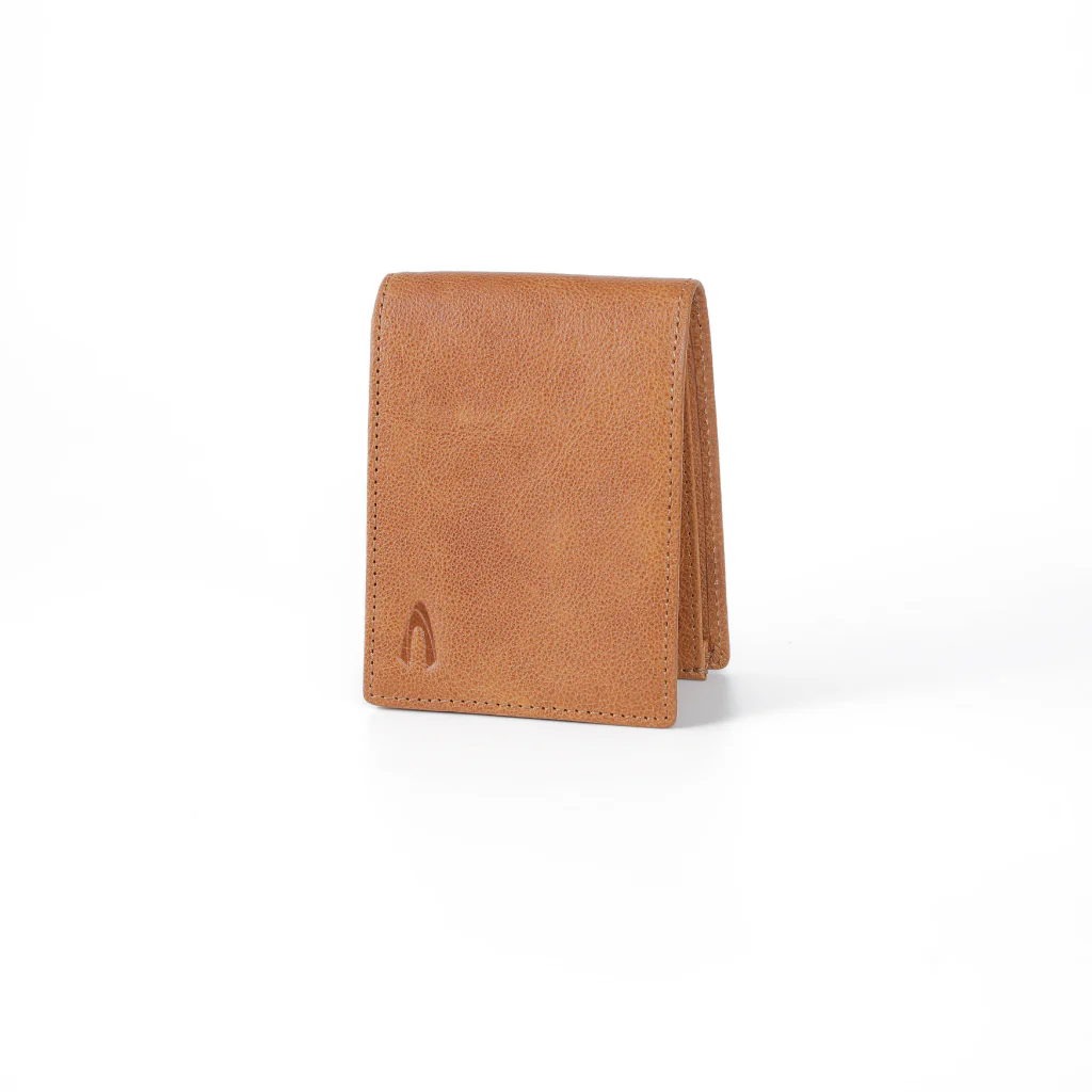 Genuine Leather Bi Fold Wallet 6 Card Compartments Milled Finished Brown ESW3603MG3#BRN - Image 6