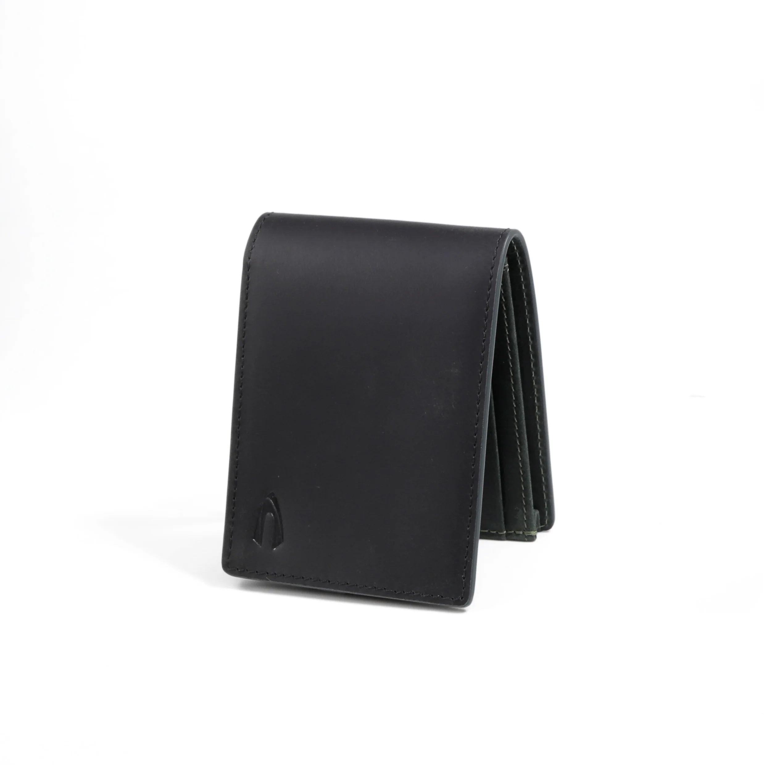 Genuine Leather Bi Fold Wallet 6 Card Compartments Waxy Finished Black ESW4616WX4#BLK - Image 4