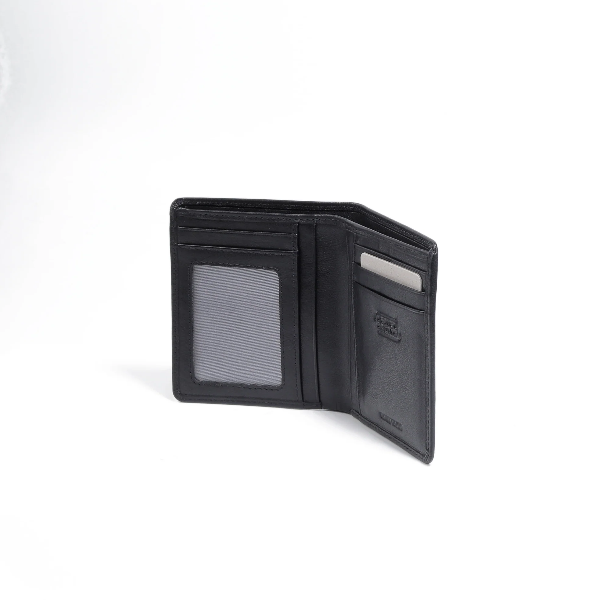 Genuine Leather Bi Fold Wallet 6 Card Compartments Waxy Finished Black VW4B34SM4#BLK - Image 3