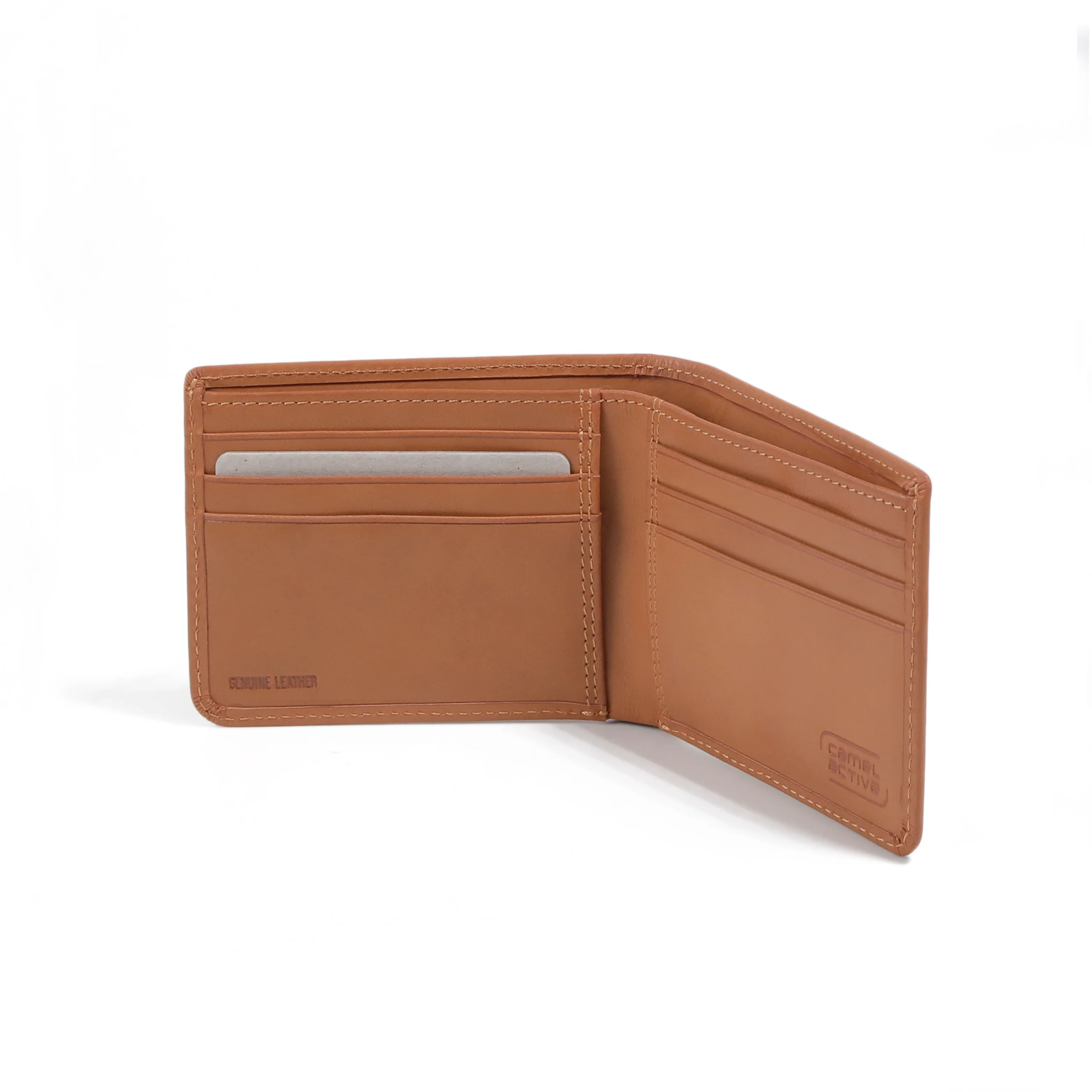 Genuine Leather Bi Fold Wallet 6 Card Compartments Waxy Finished Brown SW4605TB4#BRN - Image 3