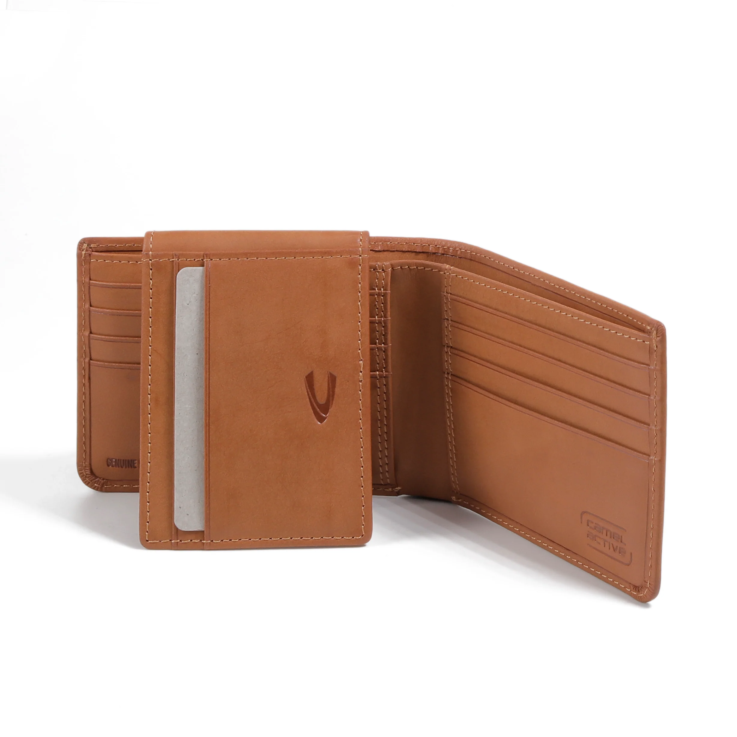 Genuine Leather Bi Fold Wallet 8 Card Compartments Waxy Finished Brown SBF4606TB4#BRN - Image 4