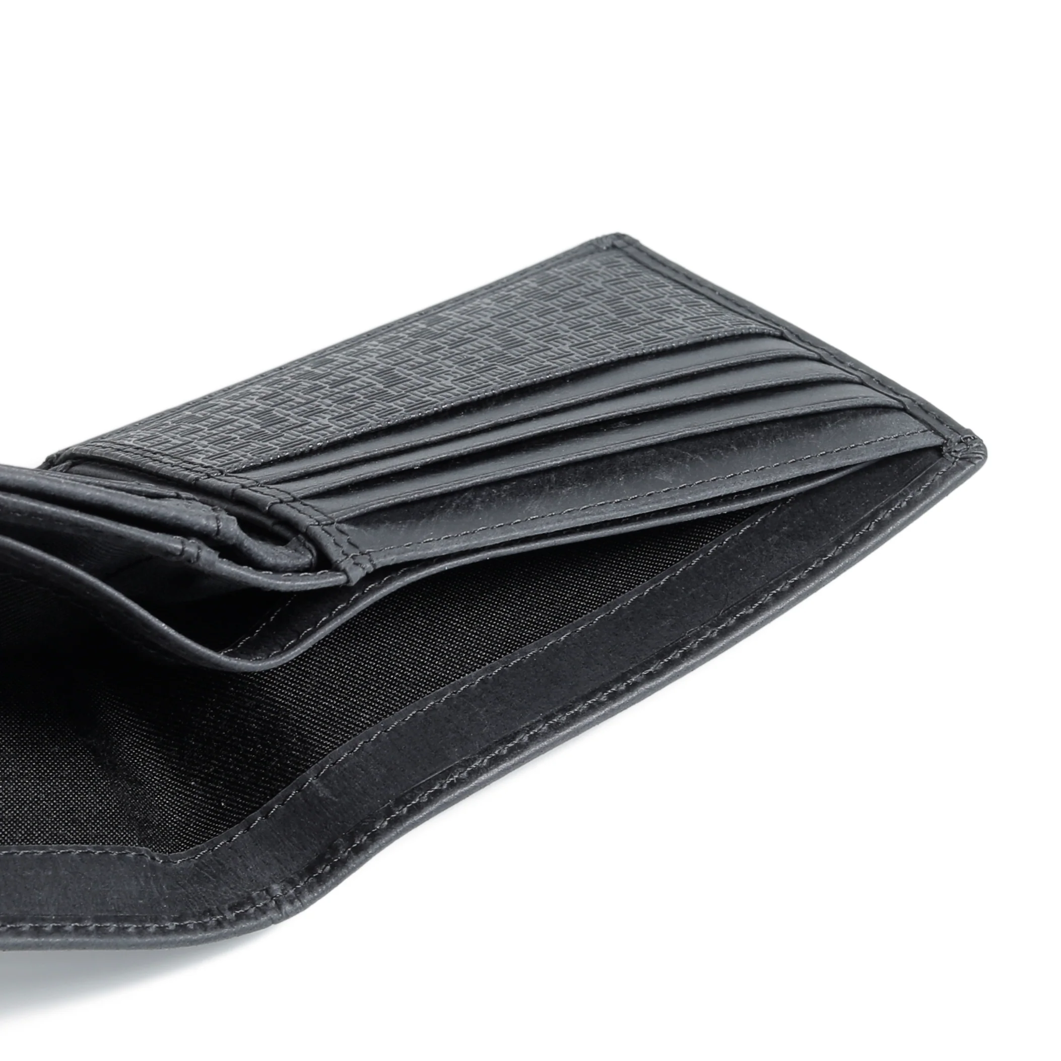 Genuine Leather Bi Fold Wallet 8 Card Compartments Waxy Pull Up Finished Black SBF4807CH4#BLK - Image 8