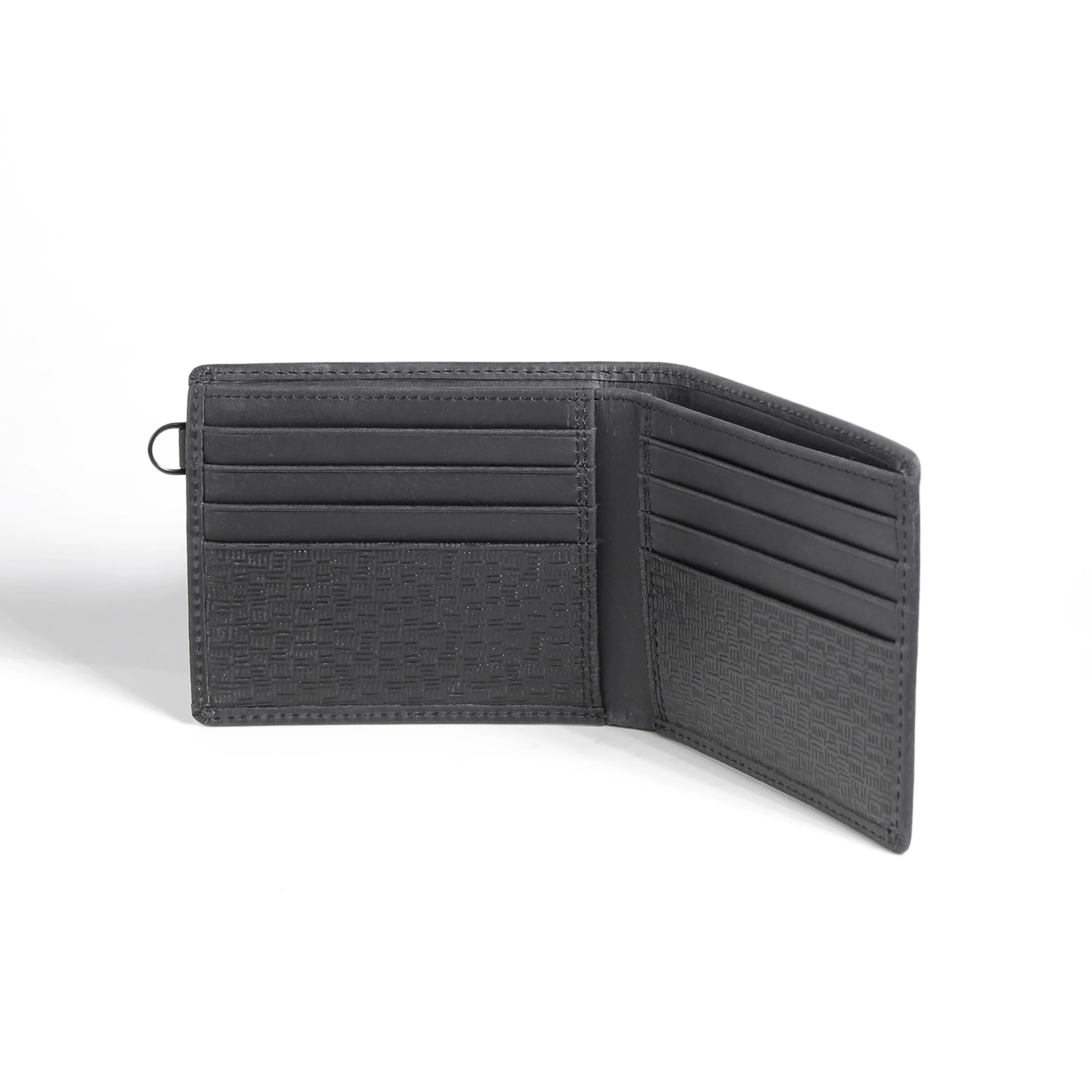 Genuine Leather Bi Fold Wallet 8 Card Compartments Waxy Pull Up Finished Black SW4806CH4#BLK - Image 5