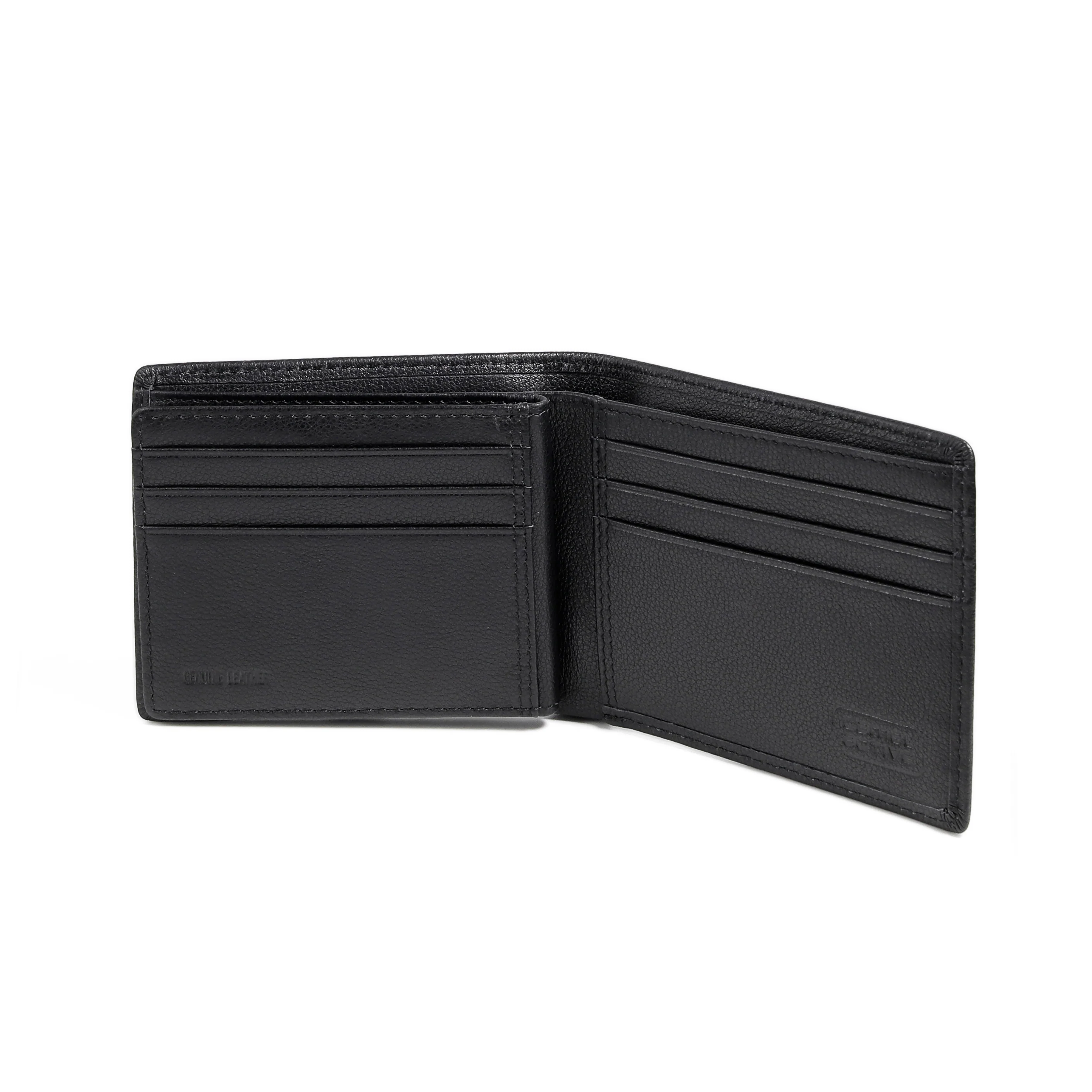 Genuine Leather Bi Fold Wallet 9 Card Compartments Irregular Grainy Finished Black SBF5B13GY5#BLK - Image 4