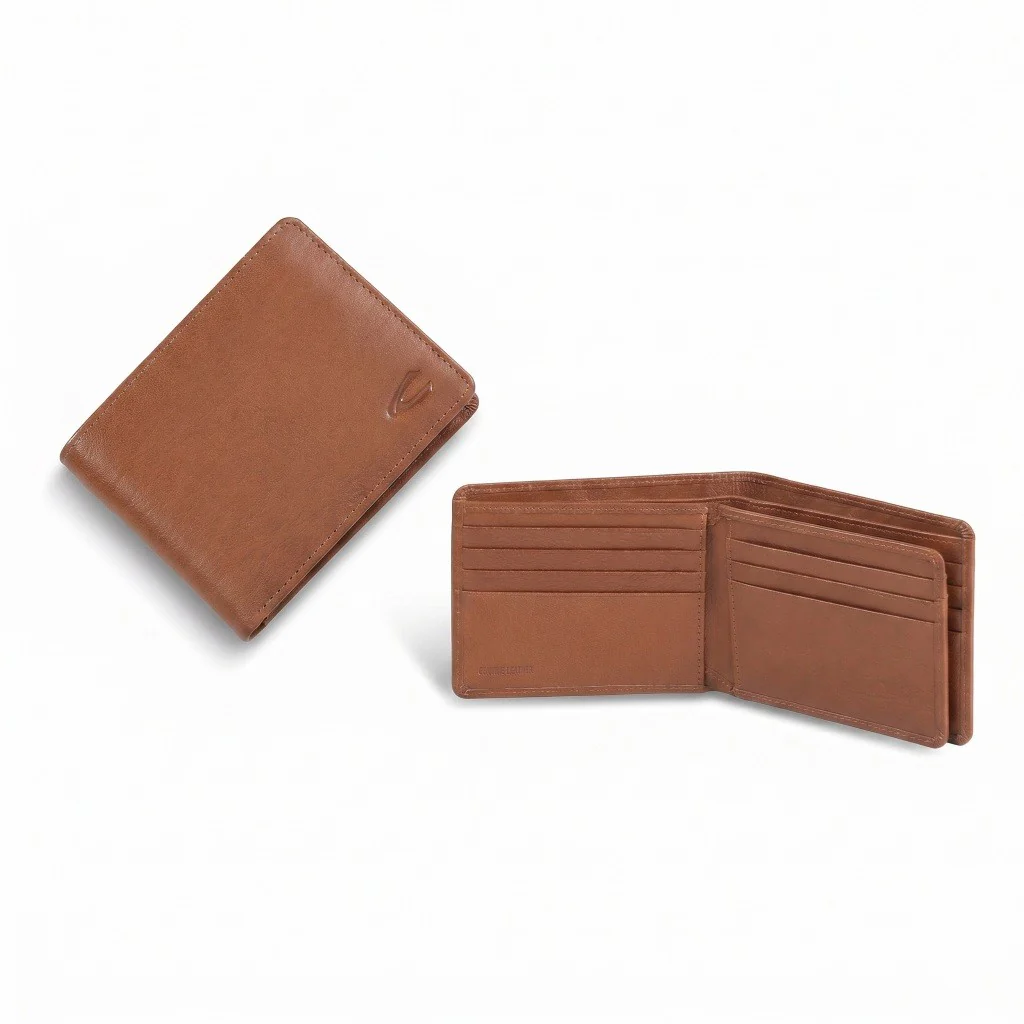 camel active Men Bi Fold Wallet Leather Semi-Aniline 14 Card Compartments Brown (SBF5B12GB5#BRN)