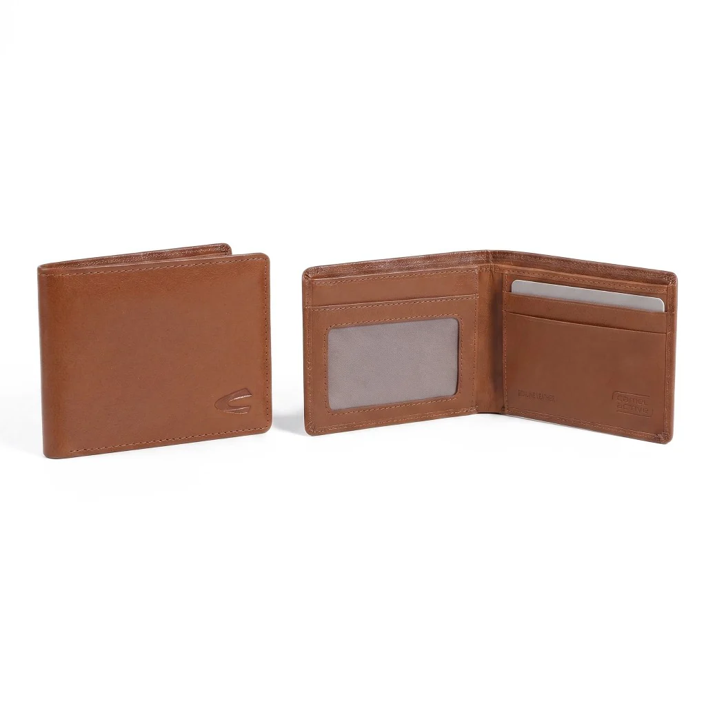 camel active Men Bi Fold Wallet Leather Semi-Aniline 4 Card Compartments Brown (SSW5B11GB5#BRN)