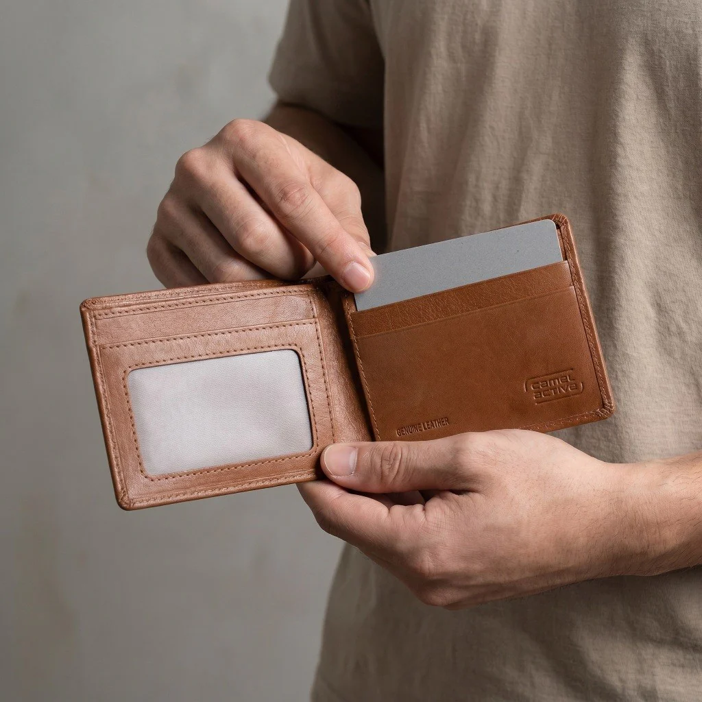 camel active Men Bi Fold Wallet Leather Semi-Aniline 4 Card Compartments Brown (SSW5B11GB5#BRN) - Image 3
