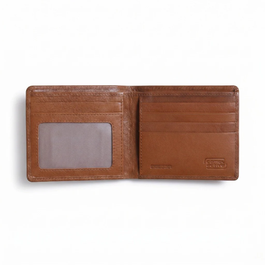 camel active Men Bi Fold Wallet Leather Semi-Aniline 7 Card Compartments Brown (SW5B10GB5#BRN) - Image 5