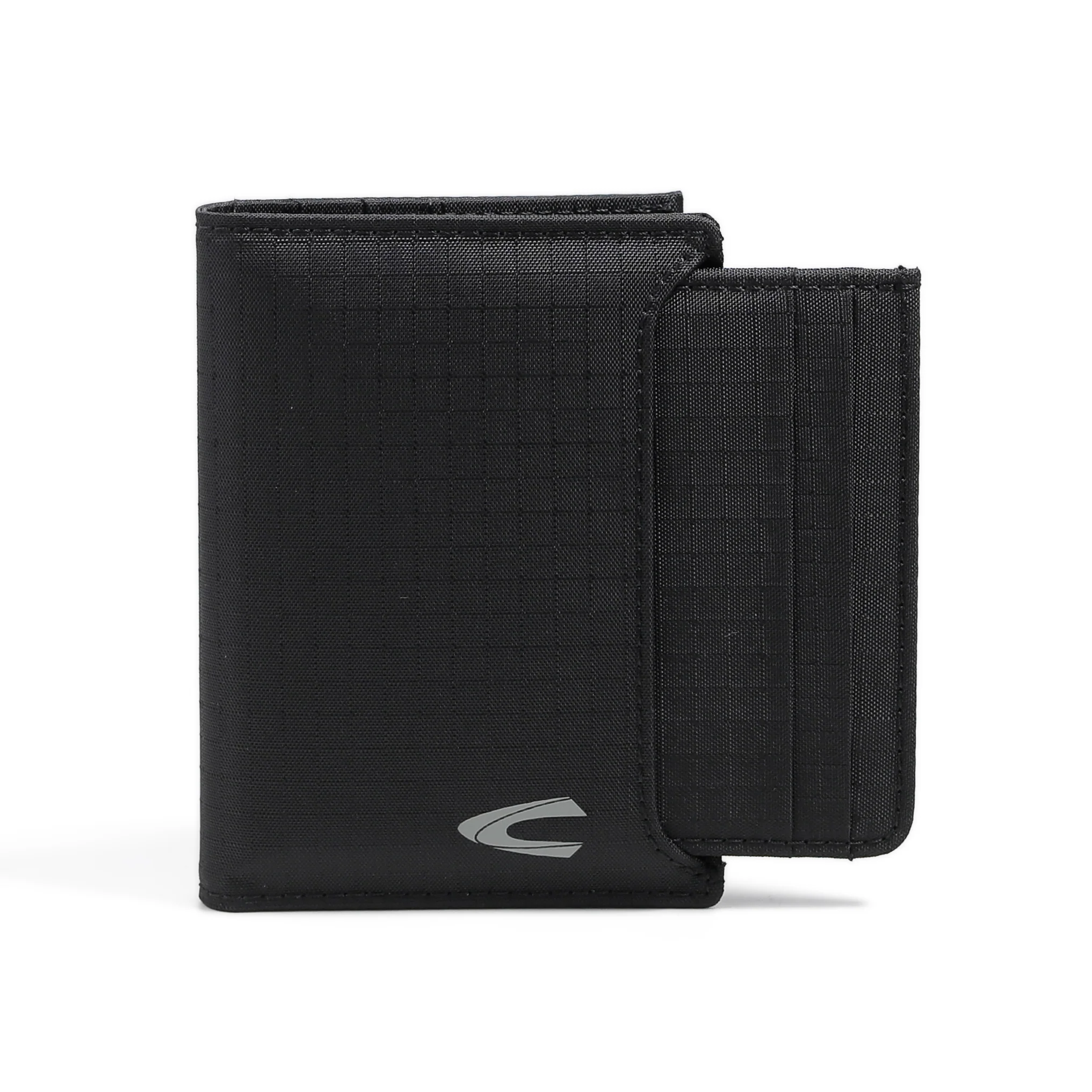 Nylon Bi Fold Wallet 10 Card Compartments With Detachable Card Holder Black VW5801NL5#BLK - Image 2