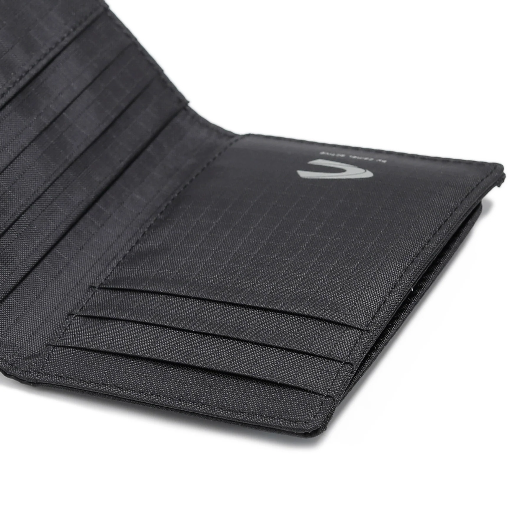 Nylon Bi Fold Wallet 10 Card Compartments With Detachable Card Holder Black VW5801NL5#BLK - Image 7