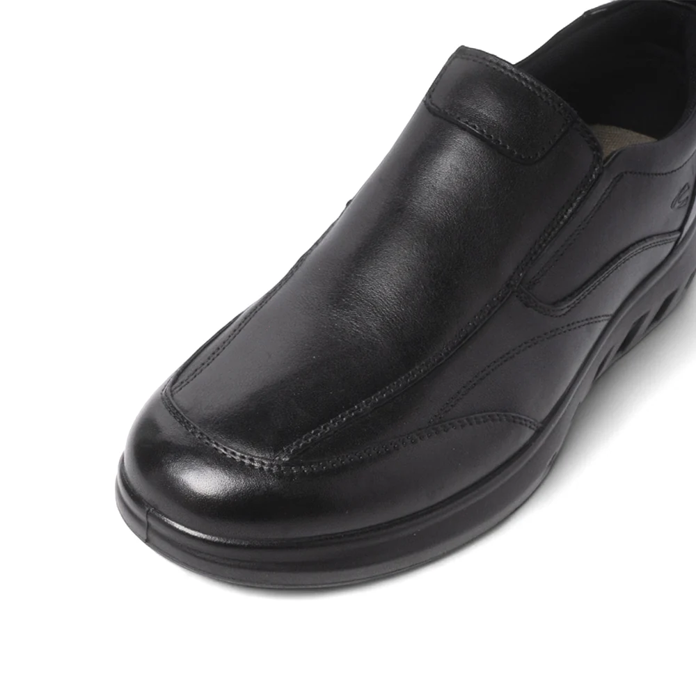 camel active Men Black MCLINIS Leather Slip On Shoes 802553-KB1LSV-1-BLACK - Image 4