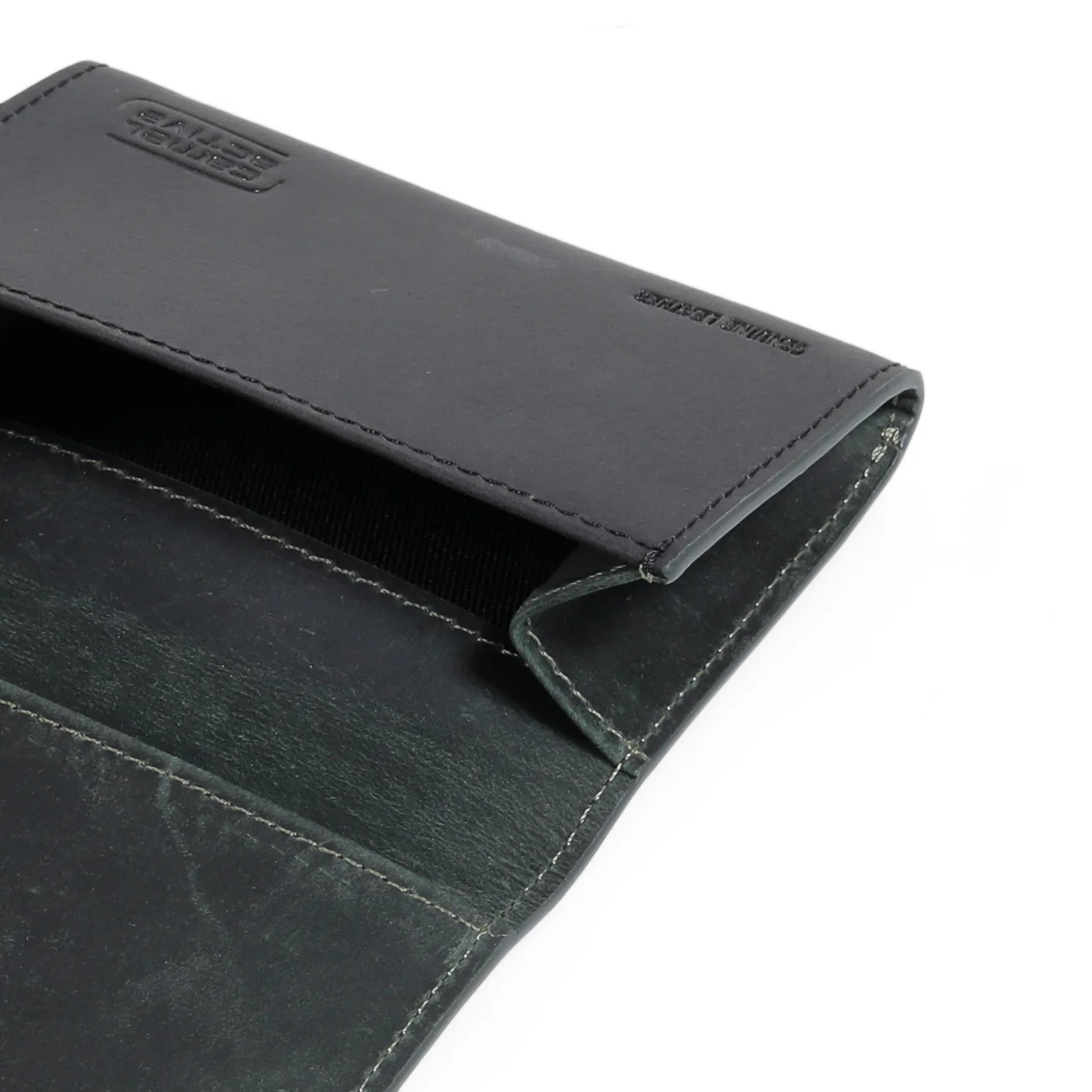 Genuine Leather Card Holder 2 Card Compartments Waxy Finished Black CH4621WX4#BLK - Image 5