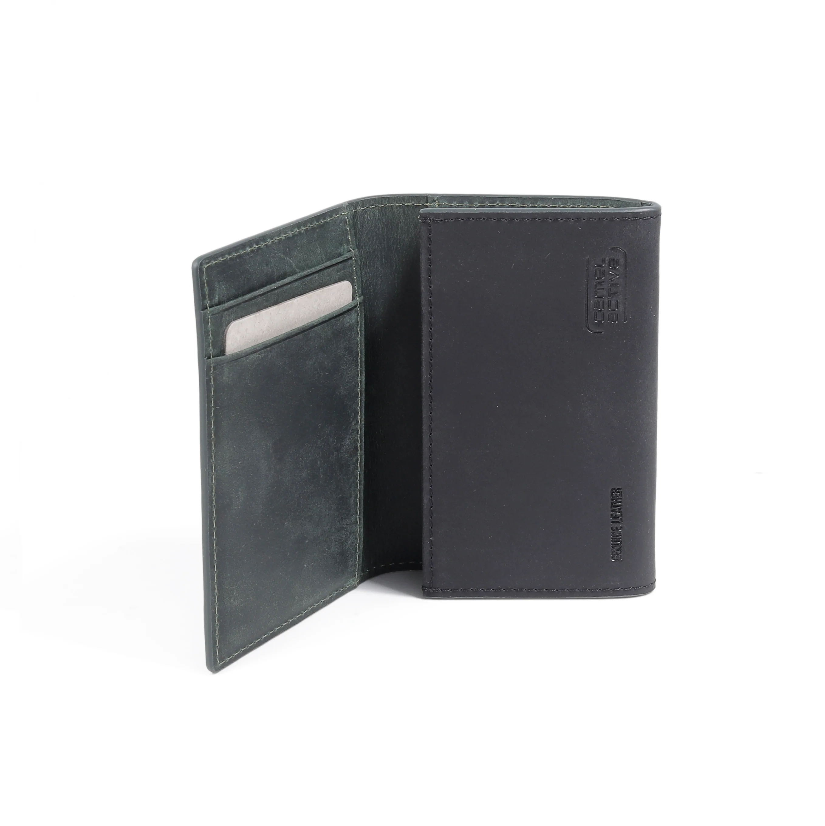 Genuine Leather Card Holder 2 Card Compartments Waxy Finished Black CH4621WX4#BLK - Image 6