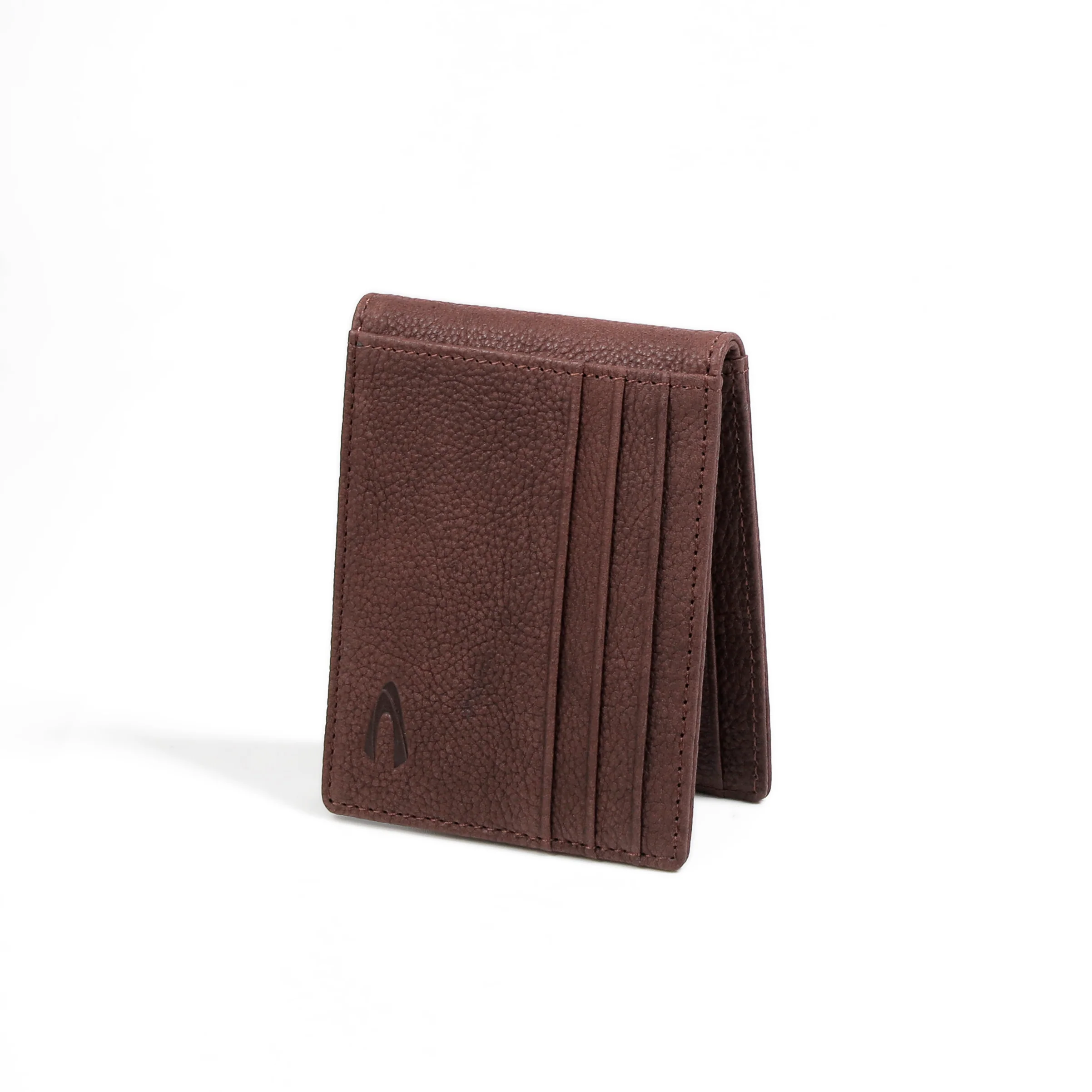 Genuine Leather Card Wallet 9 Card Compartments Irregular Grainy Finished Brown CDW5809SG5#BRN - Image 4
