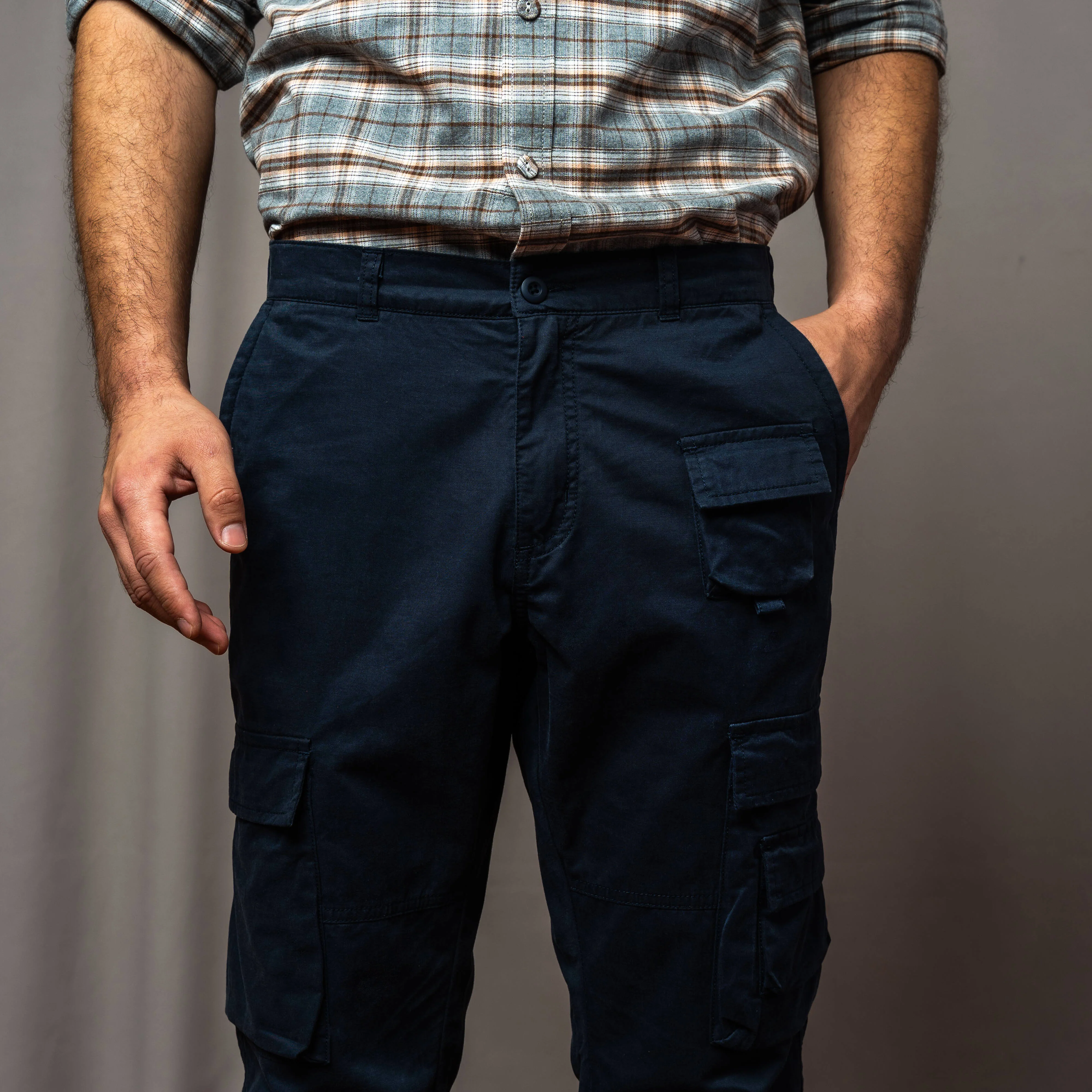 camel active Men Cargo Trousers - Regular Fit Structure Cotton Twill Navy Blue Long Pants 300-AW24H0915 - Image 4