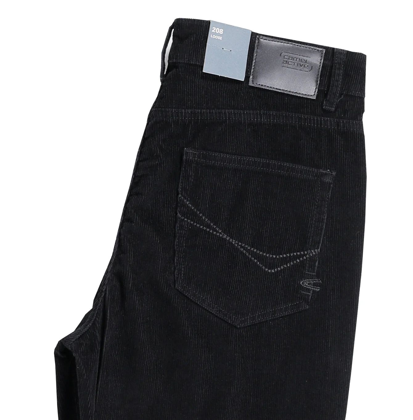 camel active Men Chino Trousers 208 - Loose Fit Ribbed Corduroy Black Long Pants 9-208SS25CDB526 - Image 5