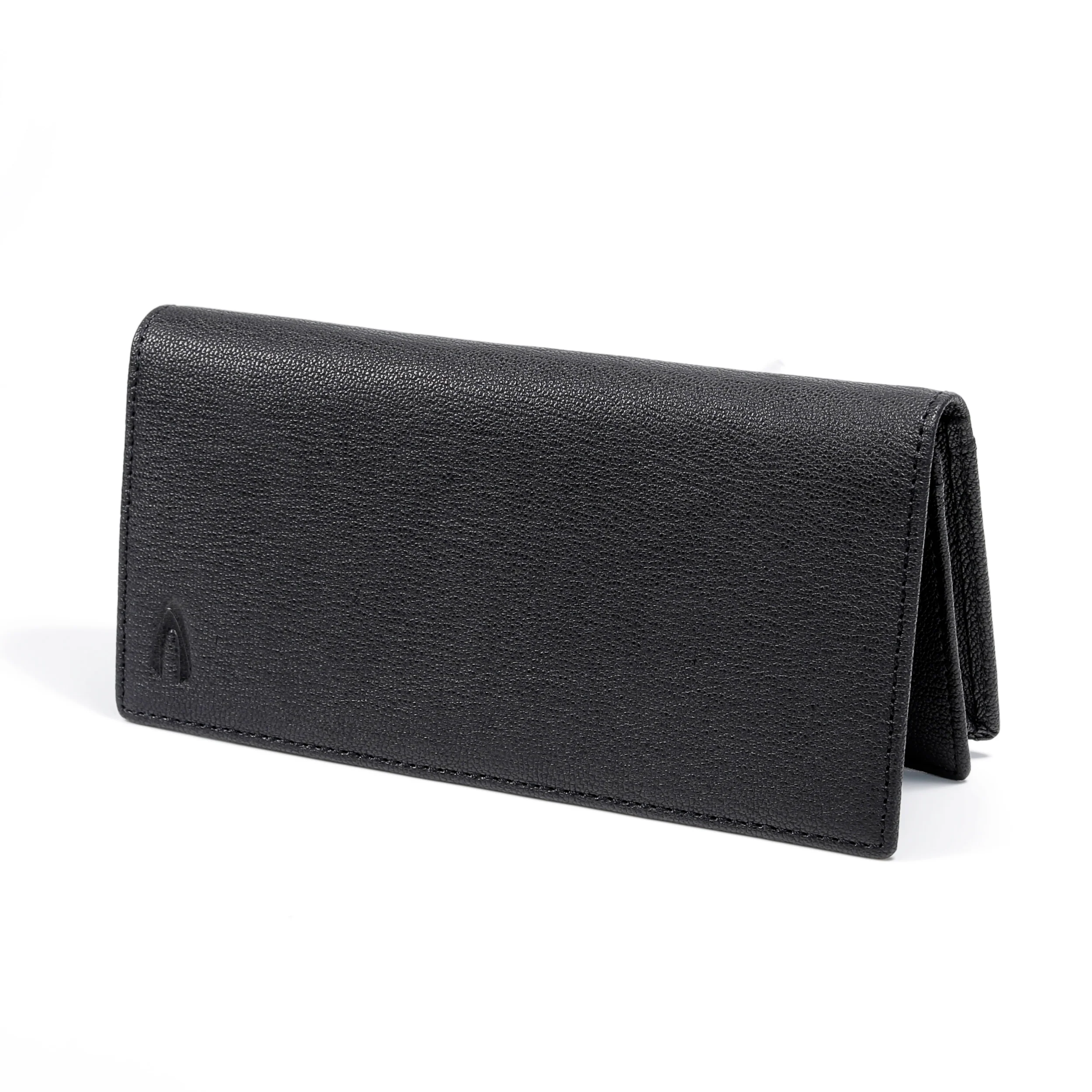 Genuine Leather Long Wallet 12 Card Compartments Grainy Finished Black - Image 7