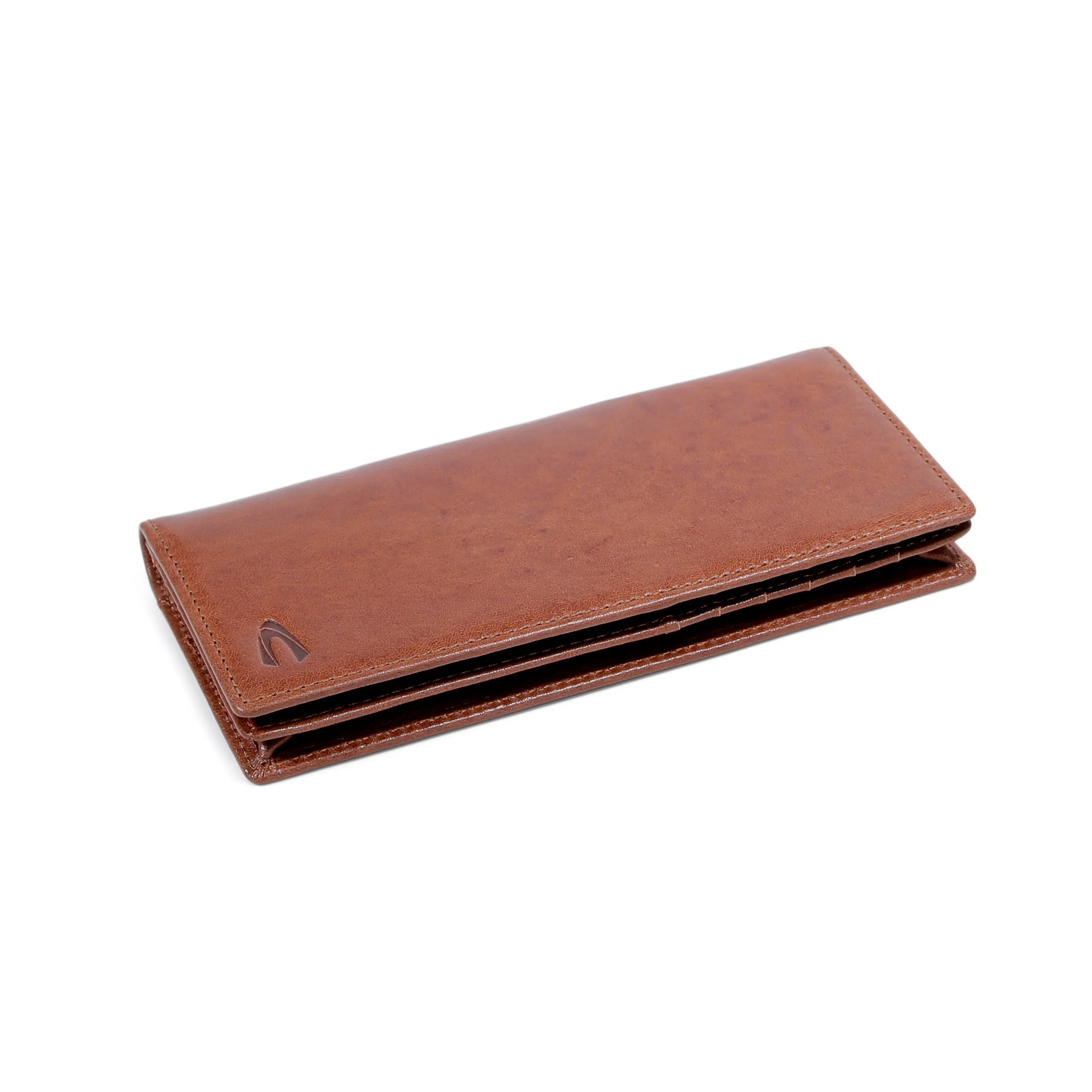 Genuine Leather Long Wallet 12 Card Compartments Grainy Finished Brown - Image 7