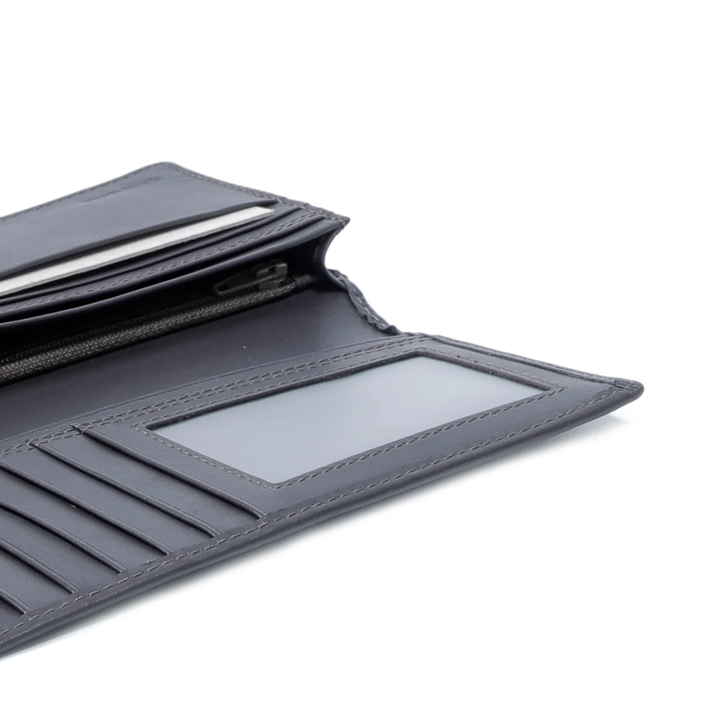 Genuine Leather Long Wallet 12 Card Compartments Stamped Finished Dark Brown - Image 5