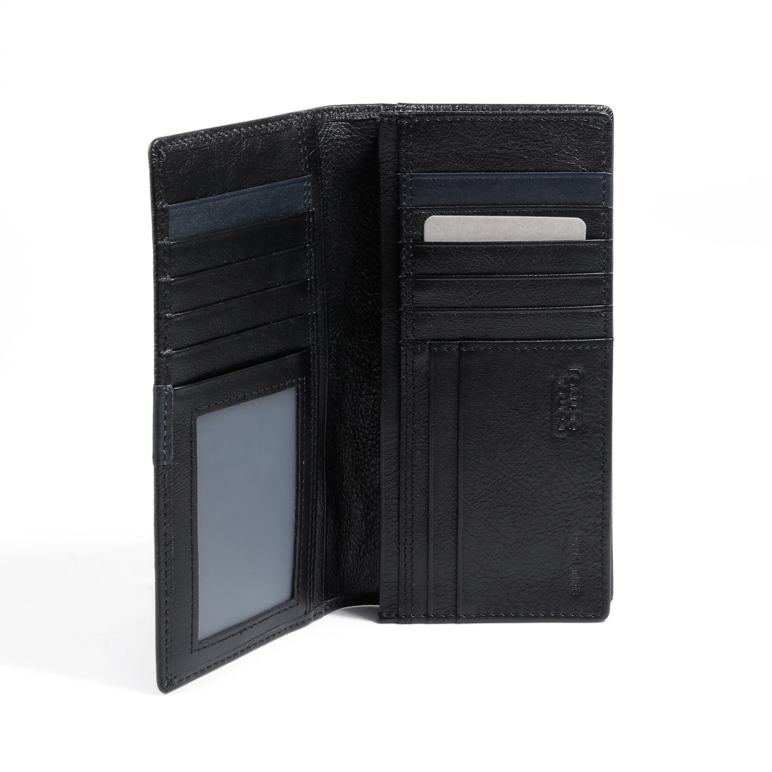 Genuine Leather Long Wallet 13 Card Compartments Grainy Finished Black LW4615GO4#BLK - Image 3