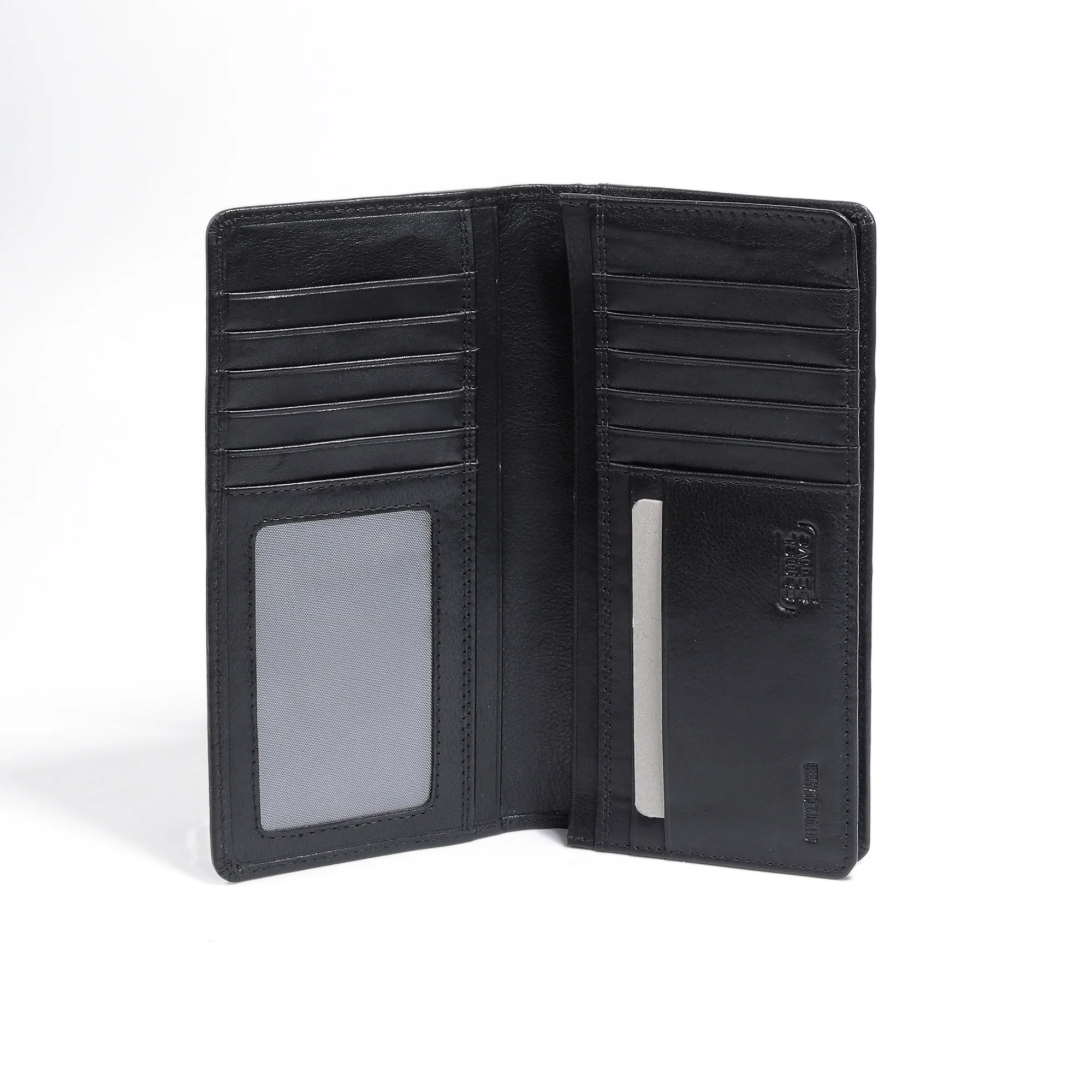 Genuine Leather Long Wallet 13 Card Compartments Waxy Finished Black LW4B35SM4#BLK - Image 3