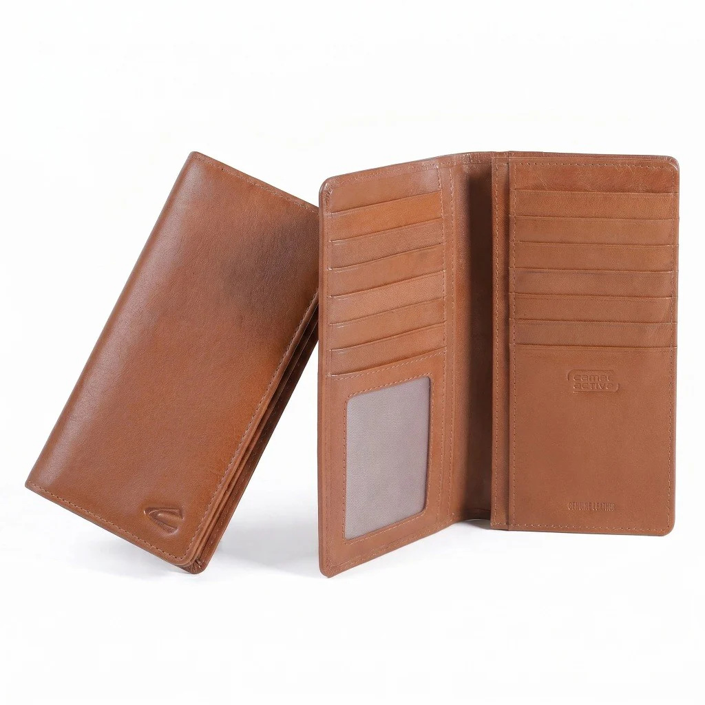 camel active Men Long Wallet Leather Semi-Aniline 13 Card Compartments Brown (LW5B15GB5#BRN)