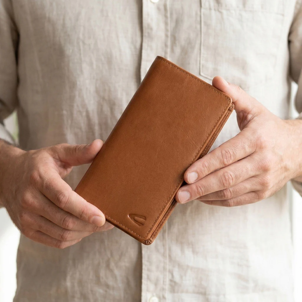 camel active Men Long Wallet Leather Semi-Aniline 13 Card Compartments Brown (LW5B15GB5#BRN) - Image 3