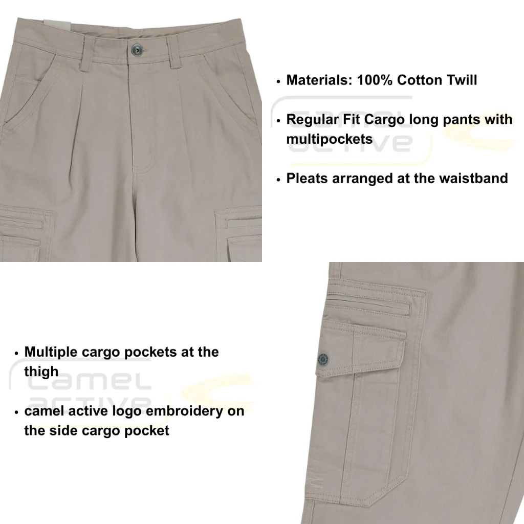camel active Men Cargo Trousers - Regular Fit Structure Cotton Twill Multicolours Long Pants 9-300Z25CT0927 - Image 7