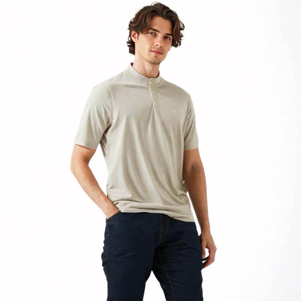camel active Men Henley T-Shirt - Regular Fit Unique Cotton Pique Multicolours Tee 9-282Y24CL2843 - Image 6