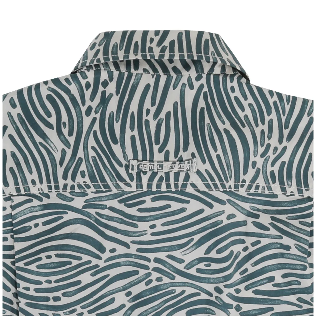camel active Men Short Sleeve Shirt - Regular Fit Stretch Fabric Green Printed Shirt 9-102Z25PRT1872 - Image 5