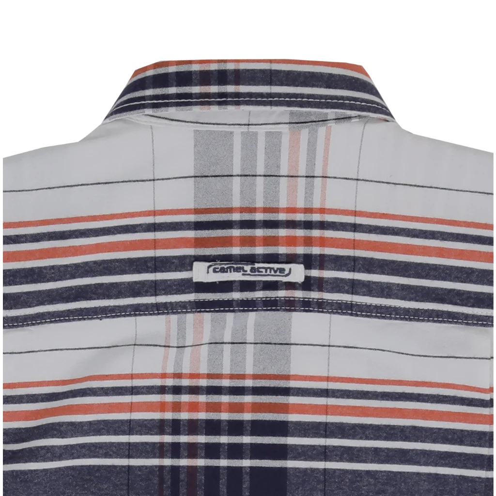 camel active Men Short Sleeve Shirt - Regular Fit 100% Cotton Oxford Navy Blue Shirt 9-102Z25CHK1864 - Image 4