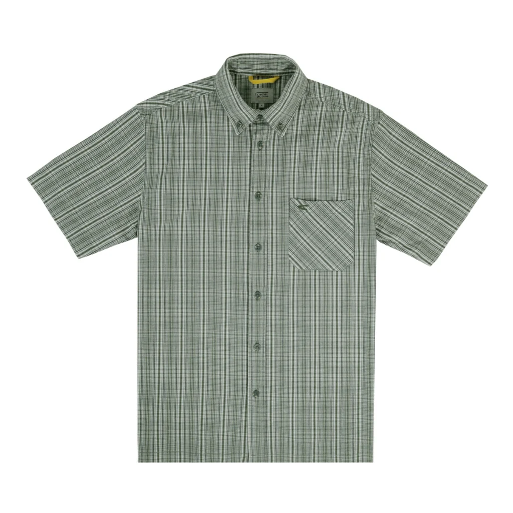 camel active Men Short Sleeve Shirt - Regular Fit 100% Cotton Oxford Olive Green Shirt 9-102Z25CHK1865 - Image 2