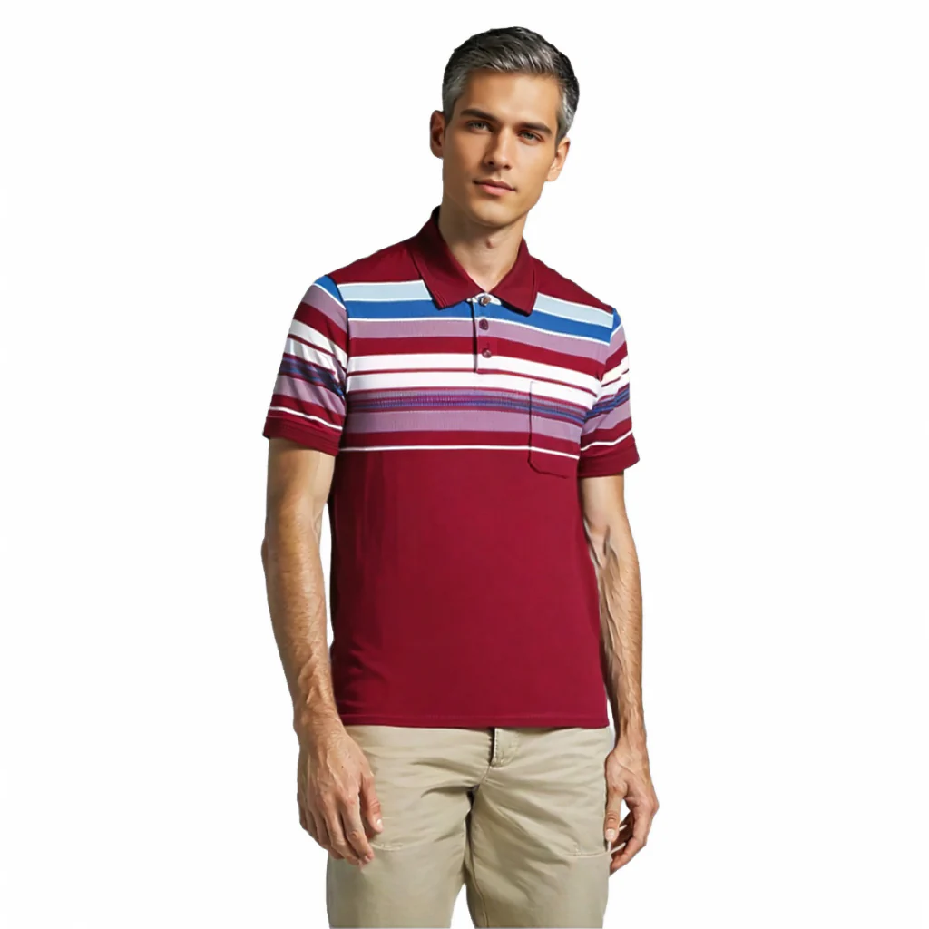 camel active Men Polo Shirt - Regular Fit Unique Cotton Blend Red Polo-T 9-280Z25STP1175