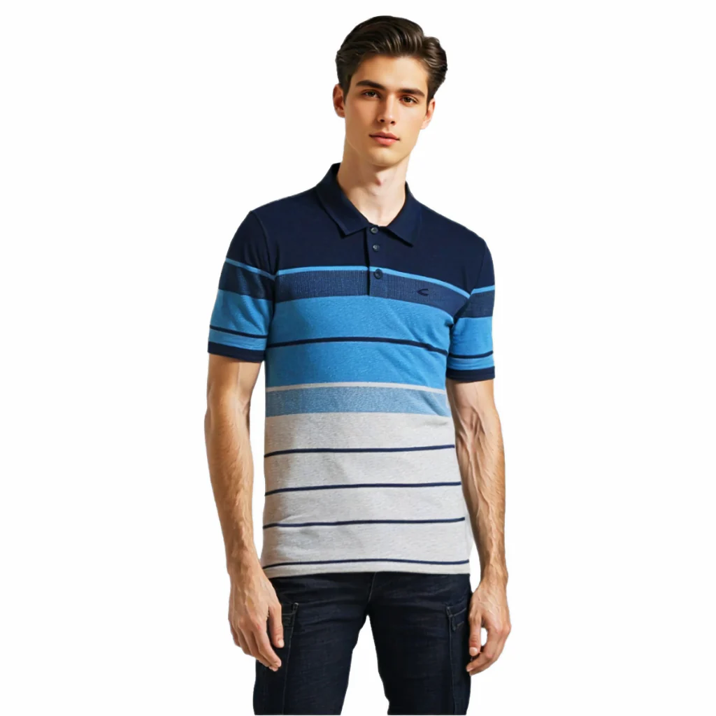 camel active Men Polo Shirt - Regular Fit Textured Cotton Pique Mini Jacquard Polo-T 9-280Z25ST1176