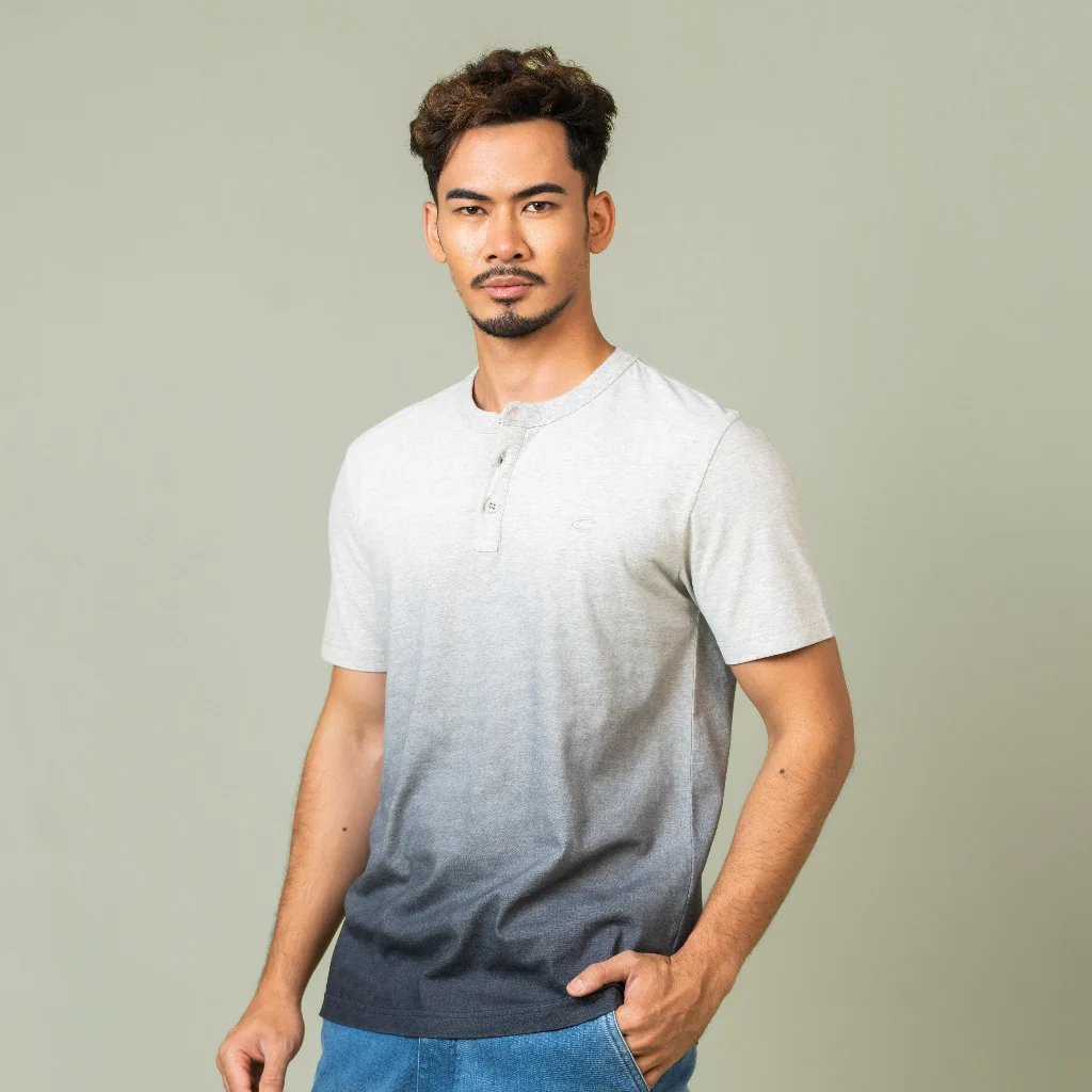 camel active Men Henley T-shirt - Regular Fit 100% Soft Cotton Grey Henley Tee 282-SS25H2894 - Image 2