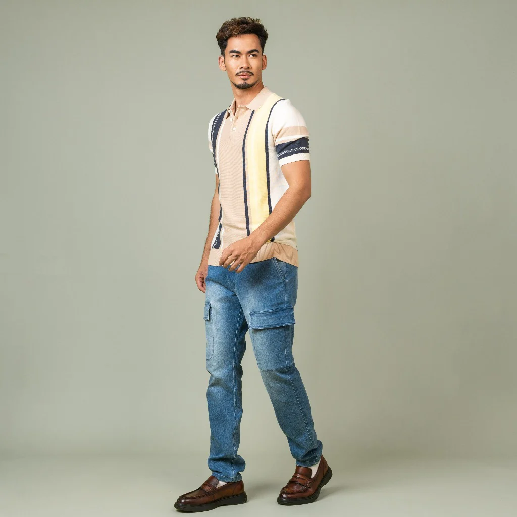 camel active Men Polo Shirt - Regular Fit Soft Cotton Knit Beige Polo-T 280-SS25H1168 - Image 3