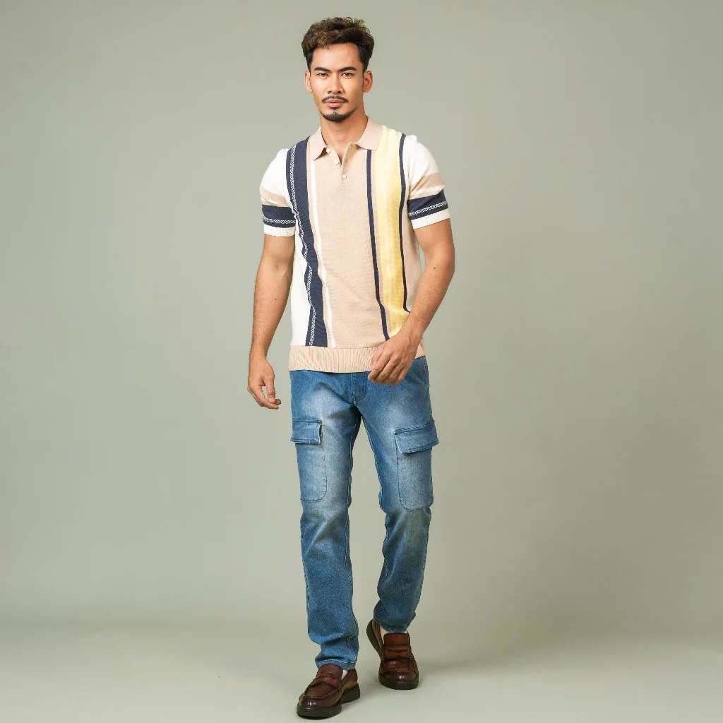 camel active Men Polo Shirt - Regular Fit Soft Cotton Knit Beige Polo-T 280-SS25H1168 - Image 4