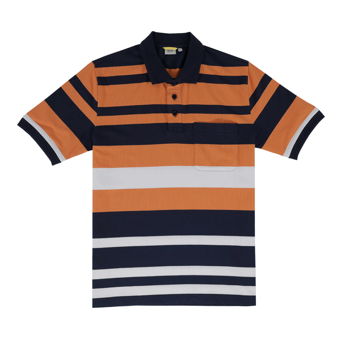 camel active Men Polo Shirt - Regular Fit Unique Cotton Blend Jacquard Navy Blue Polo-T 9-280AW24STP1140