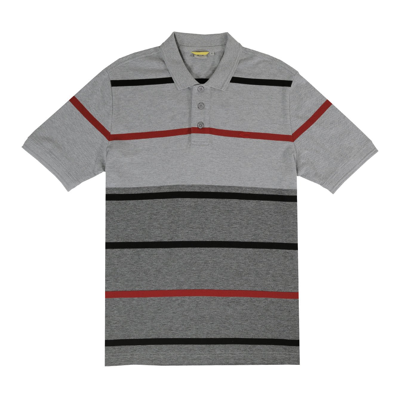 camel active Men Polo Shirt - Regular Fit Textured Cotton Pique Grey Polo-T 9-280AW24ST1142
