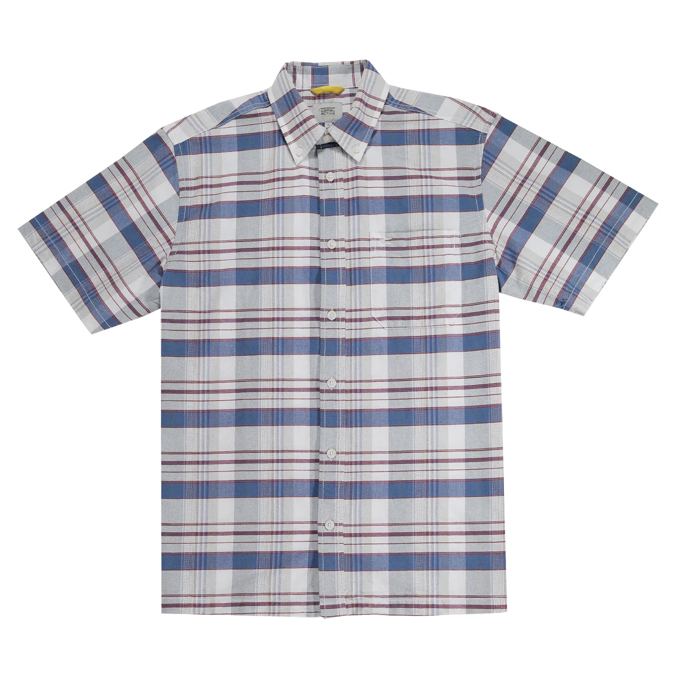 camel active Men Checkered Shirt - Regular Fit 100% Cotton Oxford Blue Shirt 9-102AW24CHK1830